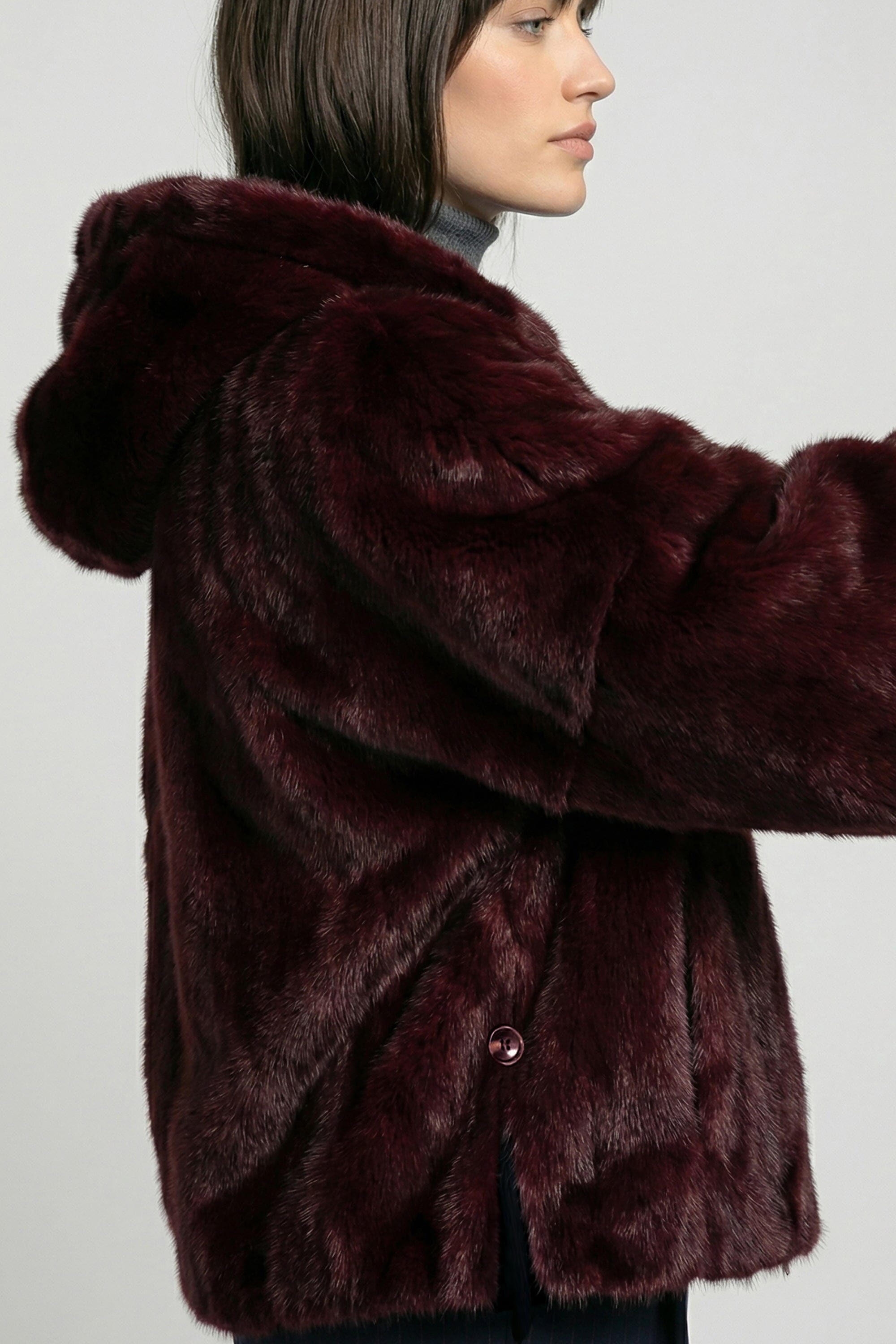 PONCHO FAUX FUR - MARINA - LIE DE VIN MANTEAU KOOKAÏ Mode Kookai