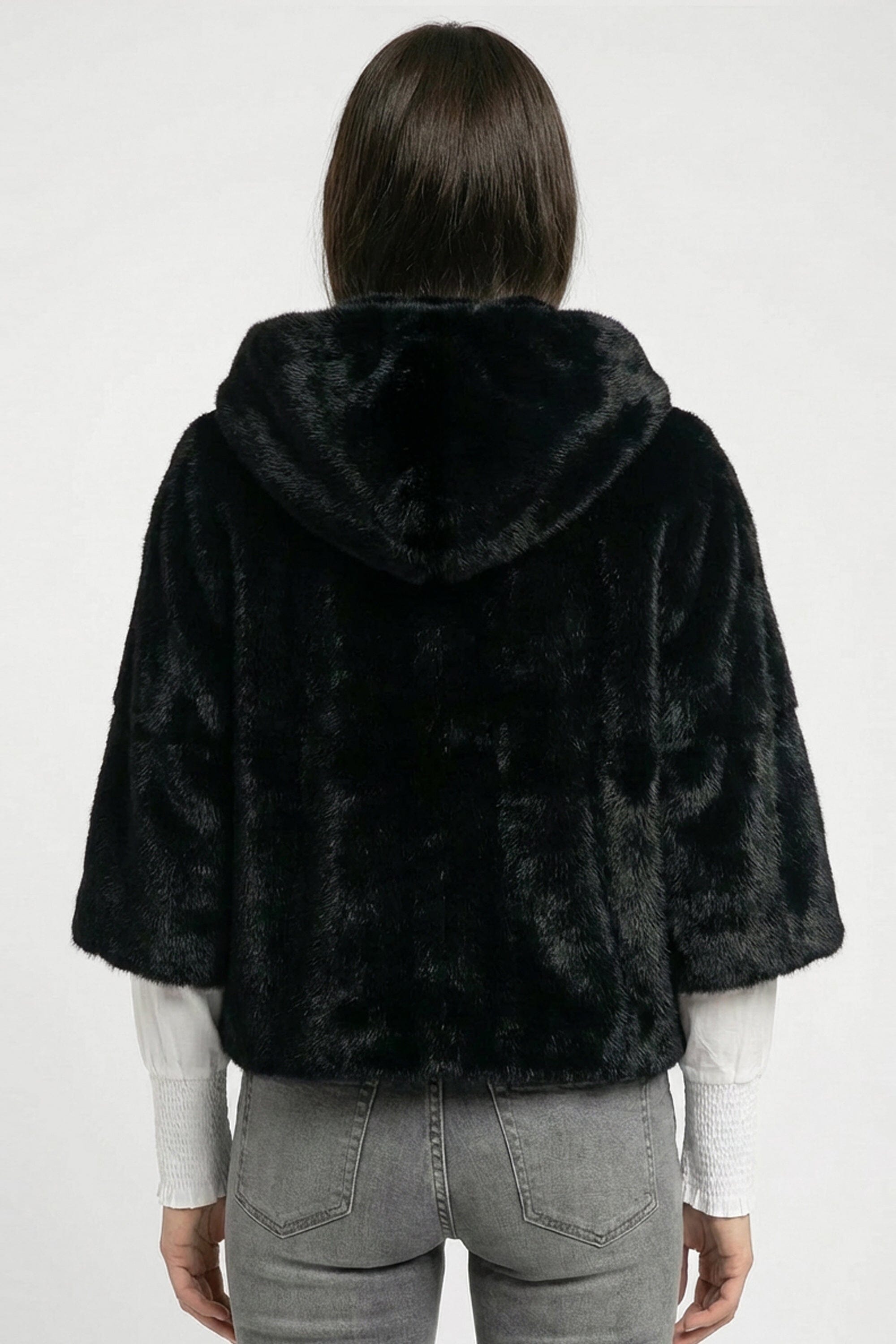 PONCHO FAUX FUR - MARINA - NOIR MANTEAU KOOKAÏ Mode Kookai