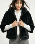 PONCHO FAUX FUR - MARINA - NOIR MANTEAU KOOKAÏ Mode Kookai