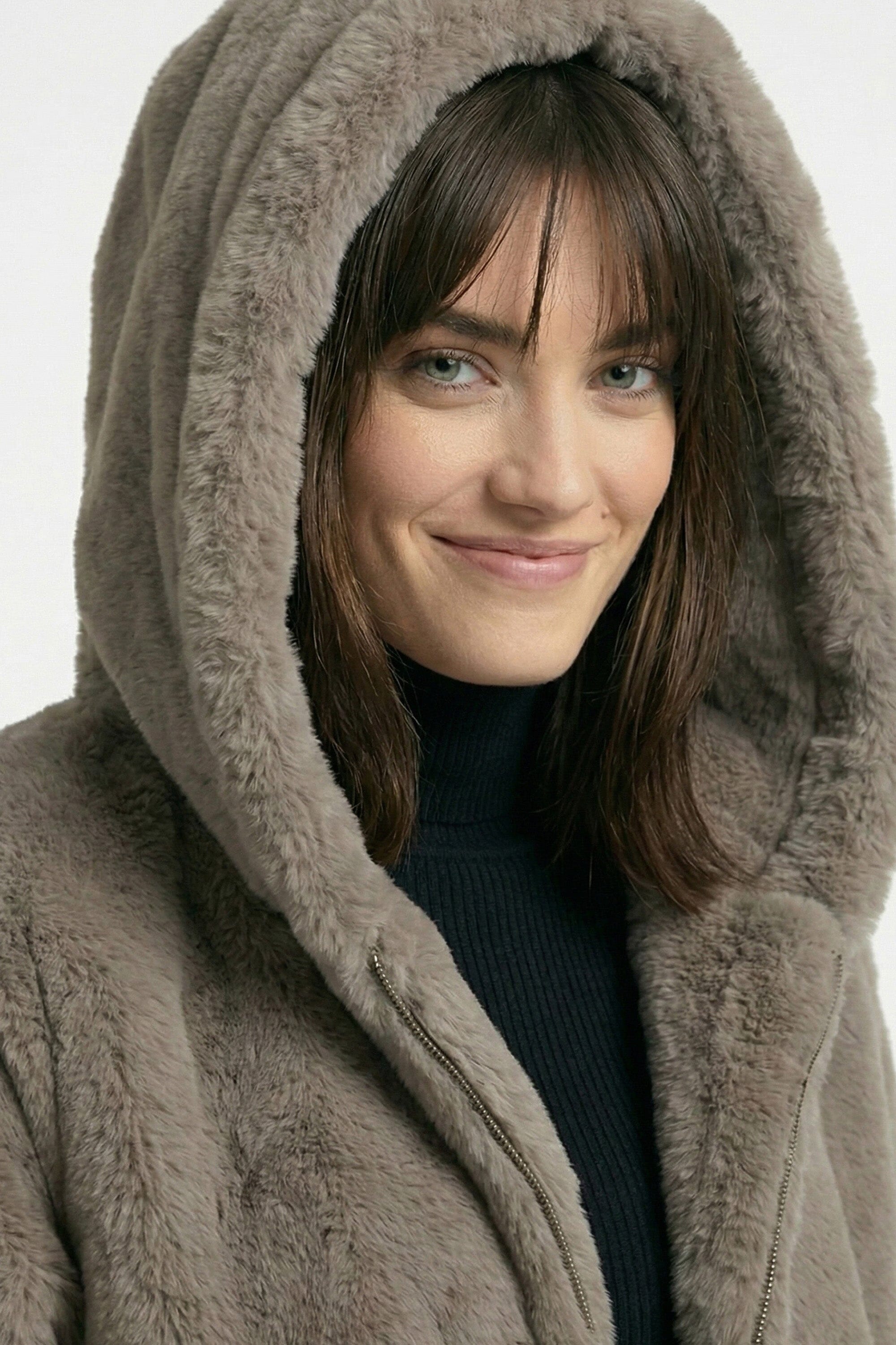 PONCHO FAUX FUR - MARINA - TAUPE/GRIS MANTEAU KOOKAÏ Mode Kookai