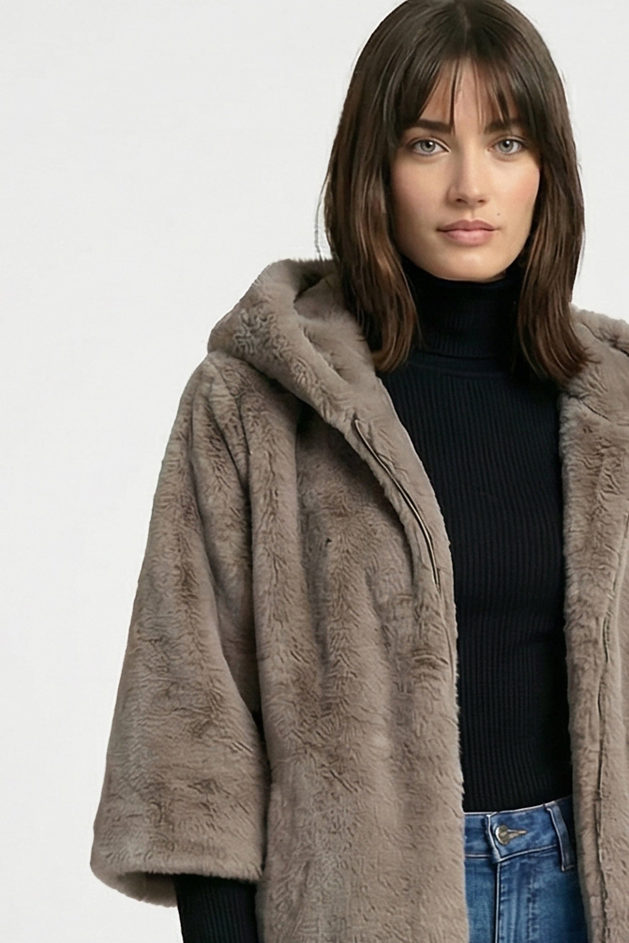 PONCHO FAUX FUR - MARINA - TAUPE/GRIS MANTEAU KOOKAÏ Mode Kookai