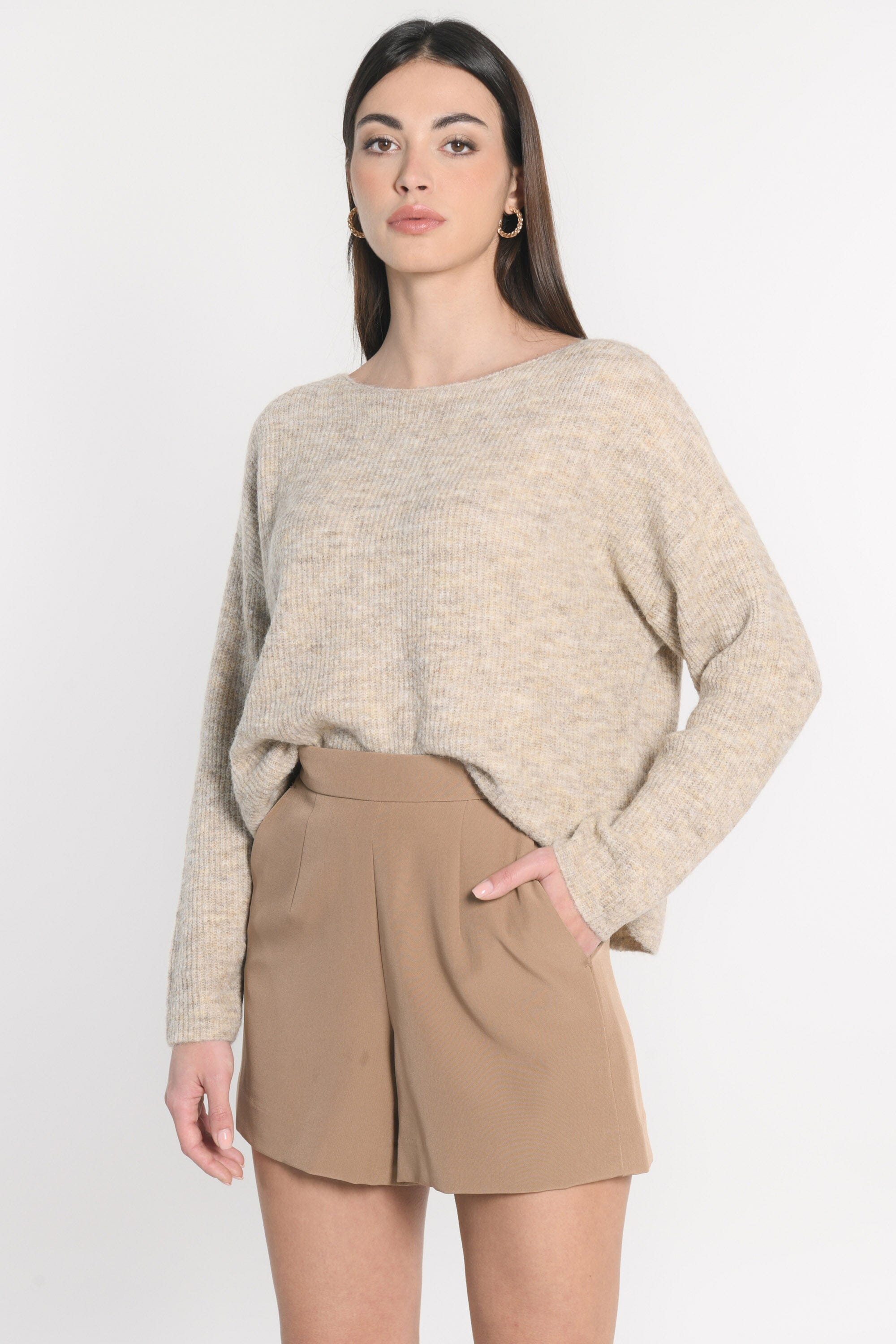 PULL BATEAU DANNA BEIGE CHINÉ PULL KOOKAI Mode Kookai