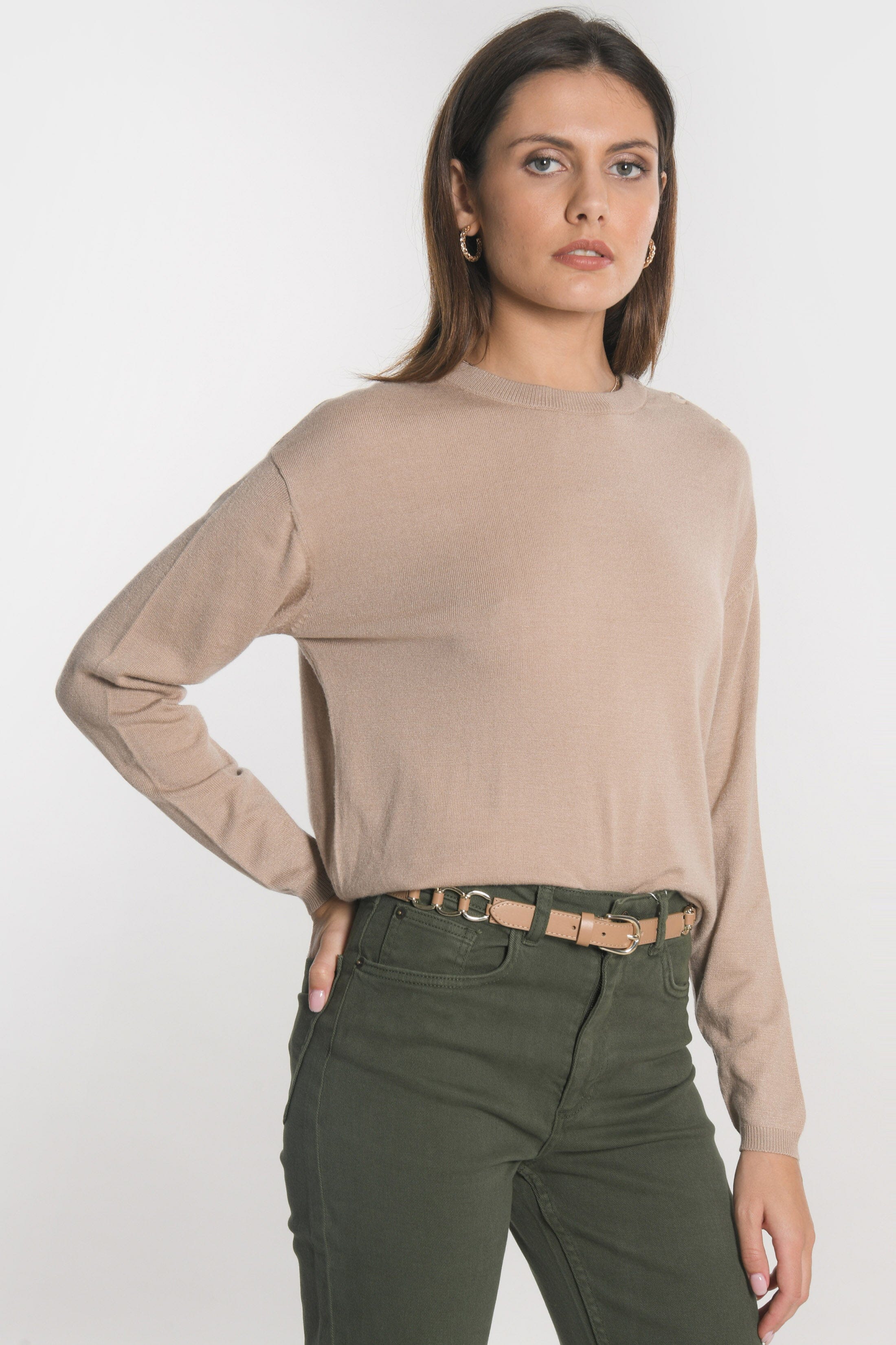PULL BOUTONNE NOLWENN CAMEL PULL KOOKAI Mode Kookai