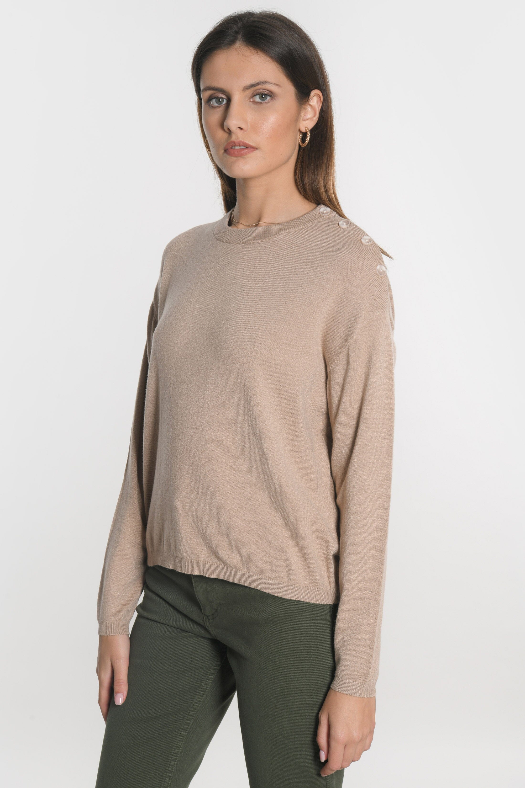 PULL BOUTONNE NOLWENN CAMEL PULL KOOKAI Mode Kookai