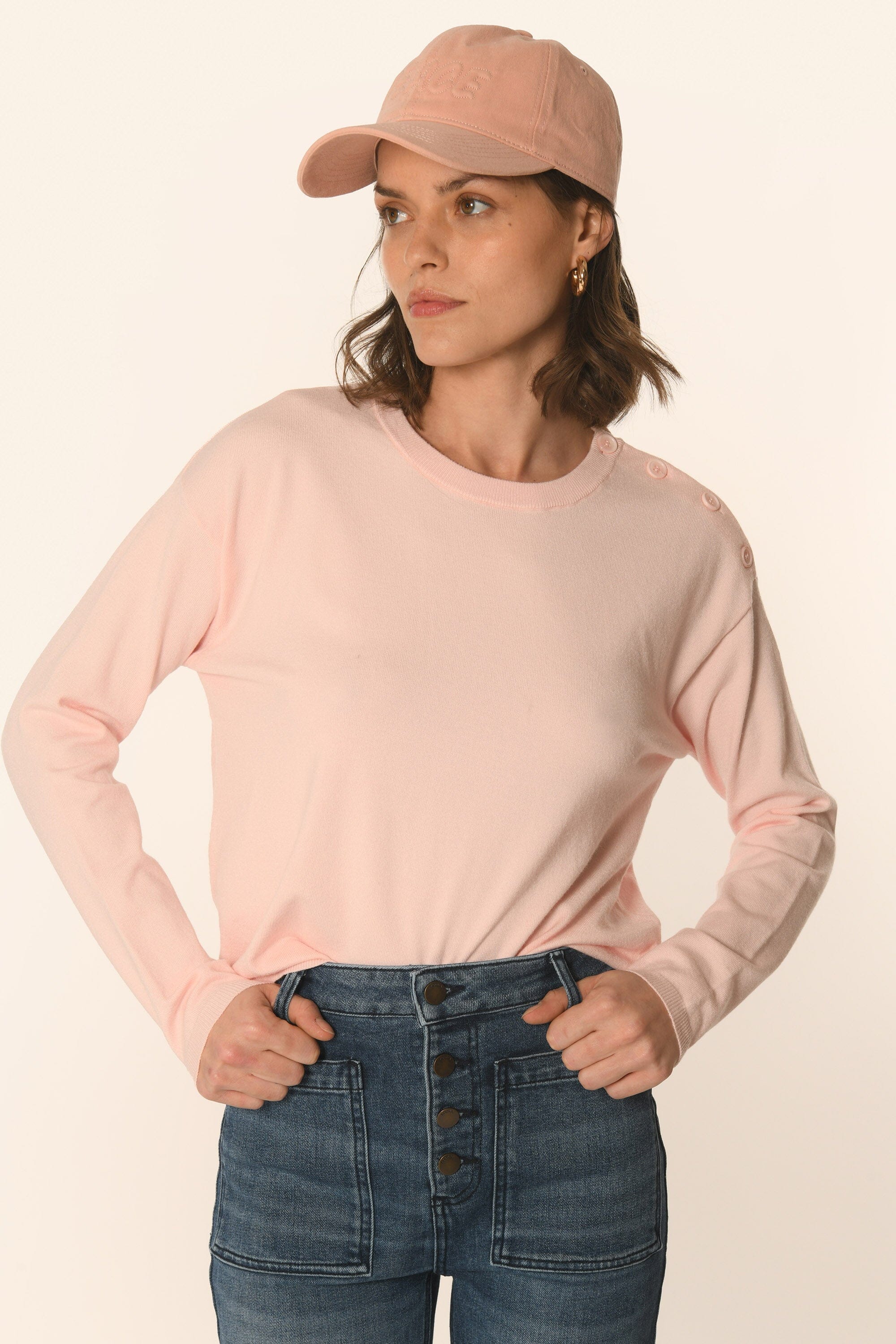 PULL BOUTONNÉ - ROSE PÂLE - AMELINA PULL KOOKAI Mode Kookai