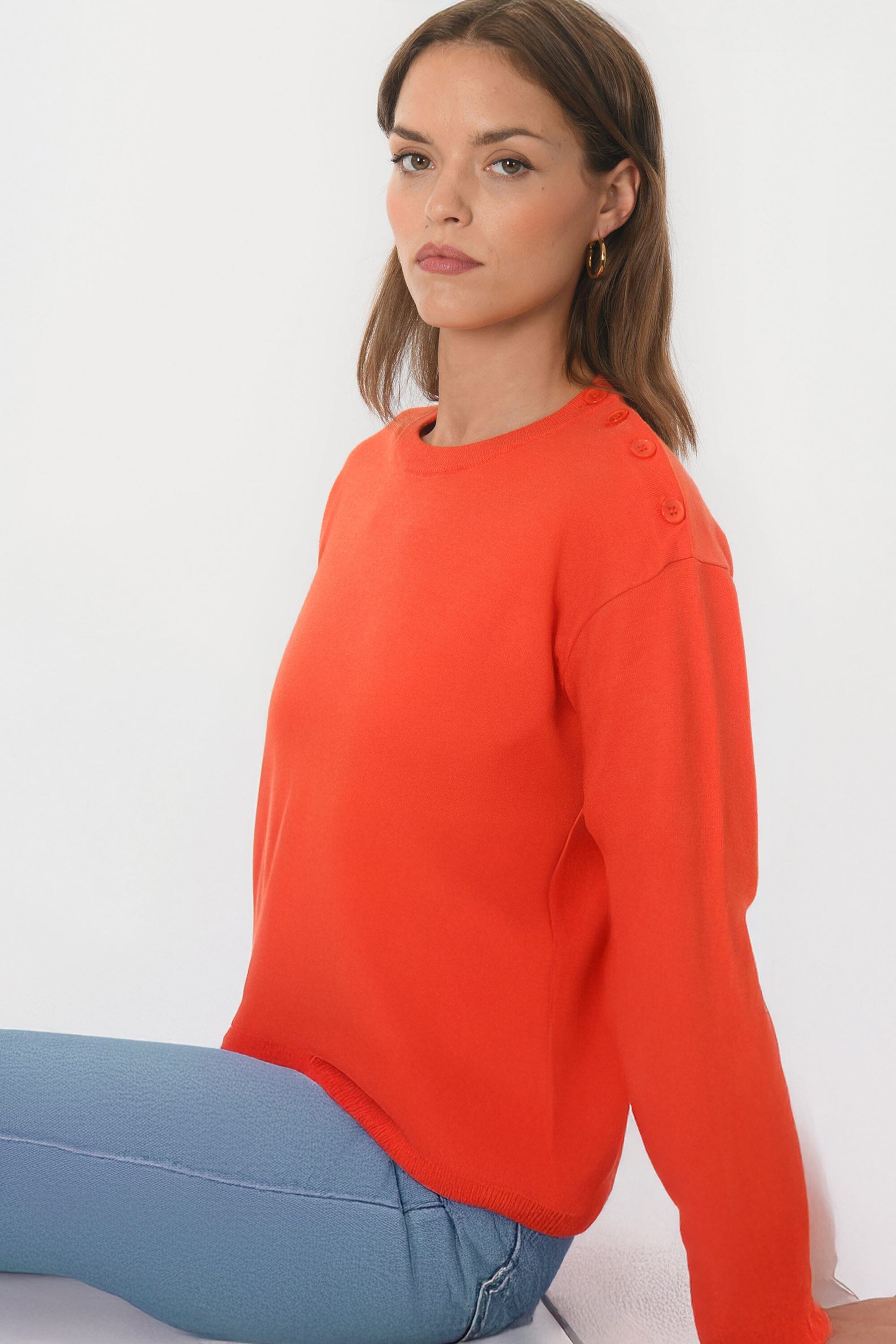 PULL BOUTONS - BELINDA - ORANGE PULL NEW KOOKAI Mode Kookai