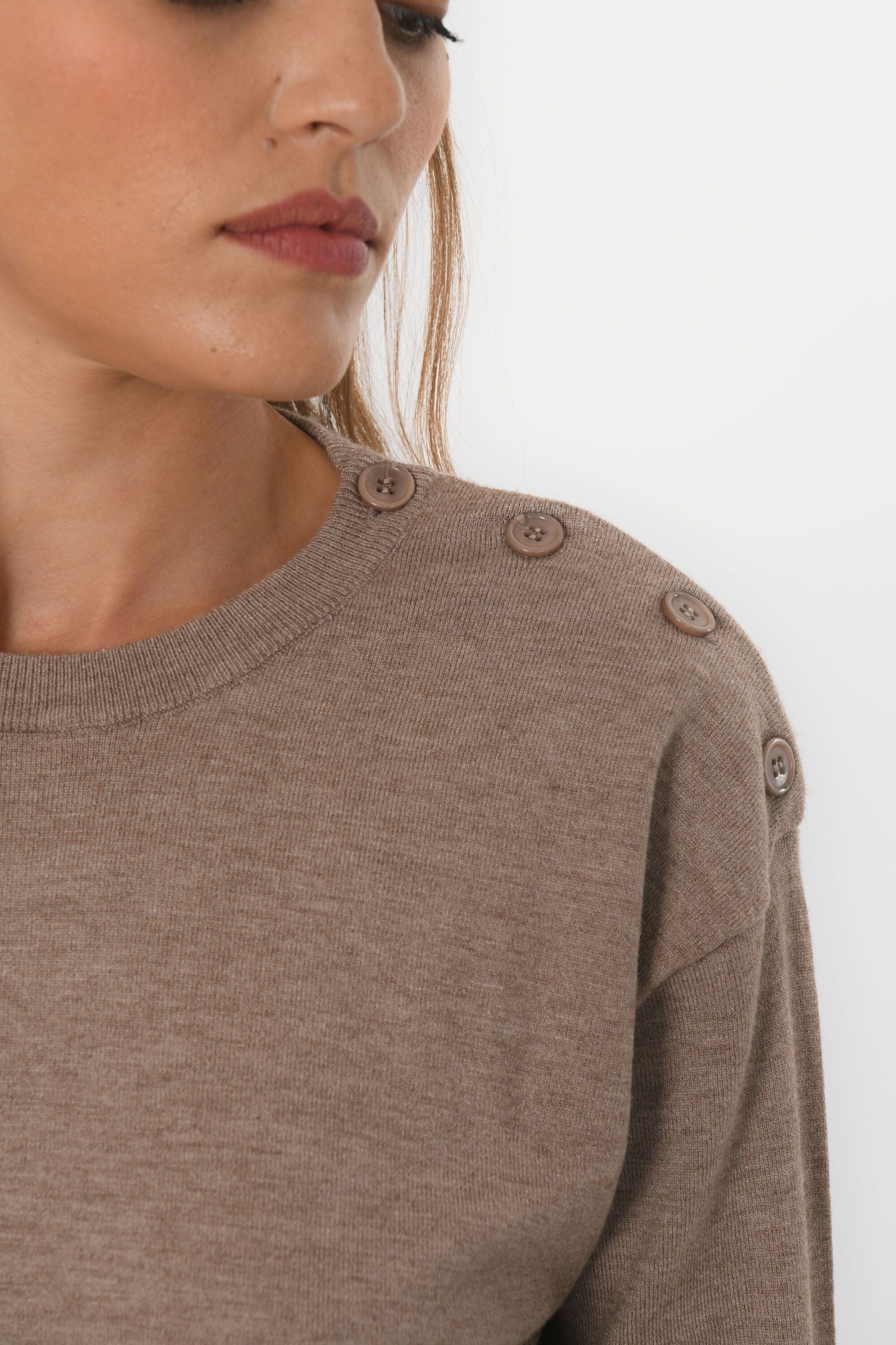 PULL BOUTONS - BELINDA - TAUPE CHINE PULL NEW KOOKAI Mode Kookai