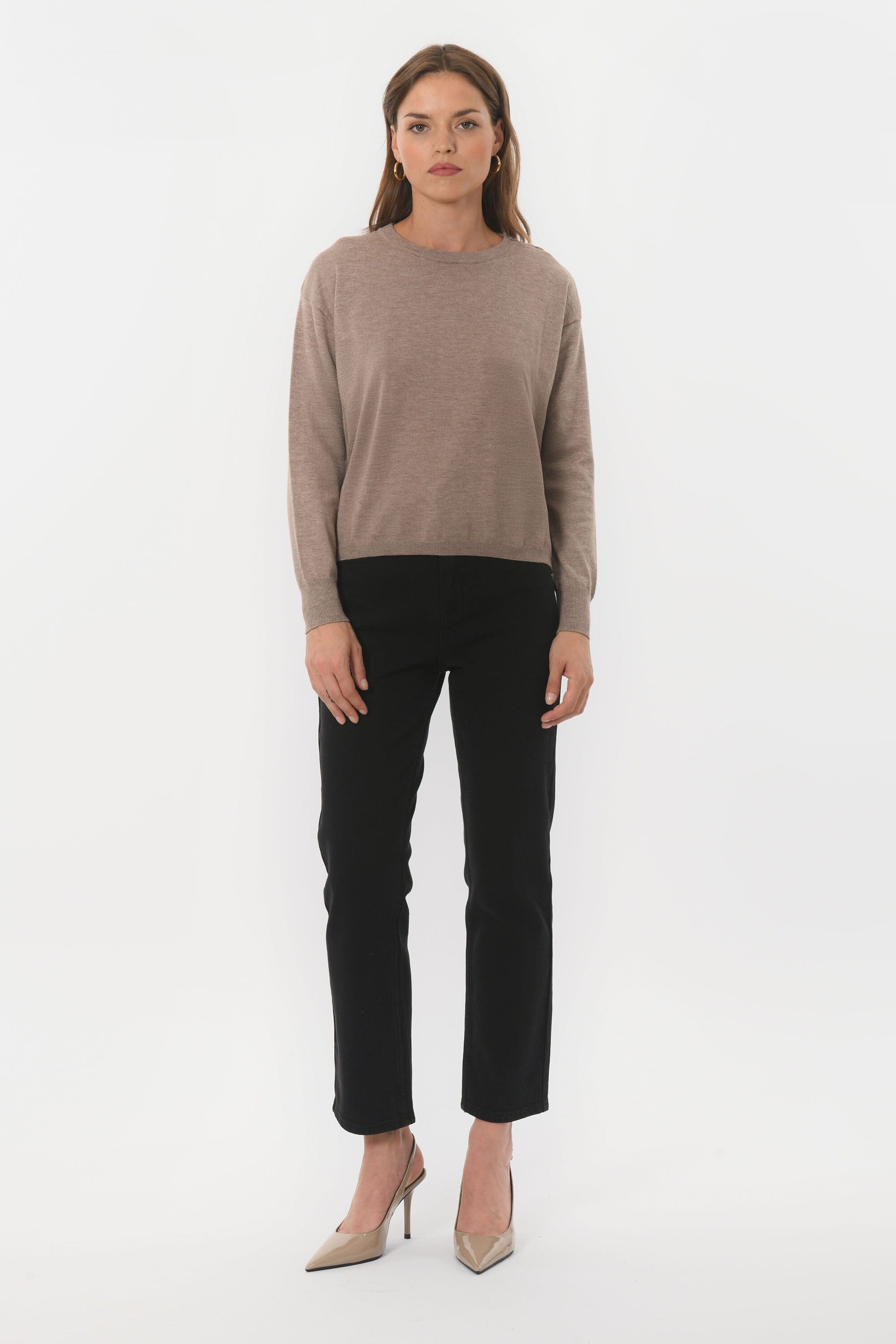 PULL BOUTONS - BELINDA - TAUPE CHINE PULL NEW KOOKAI Mode Kookai