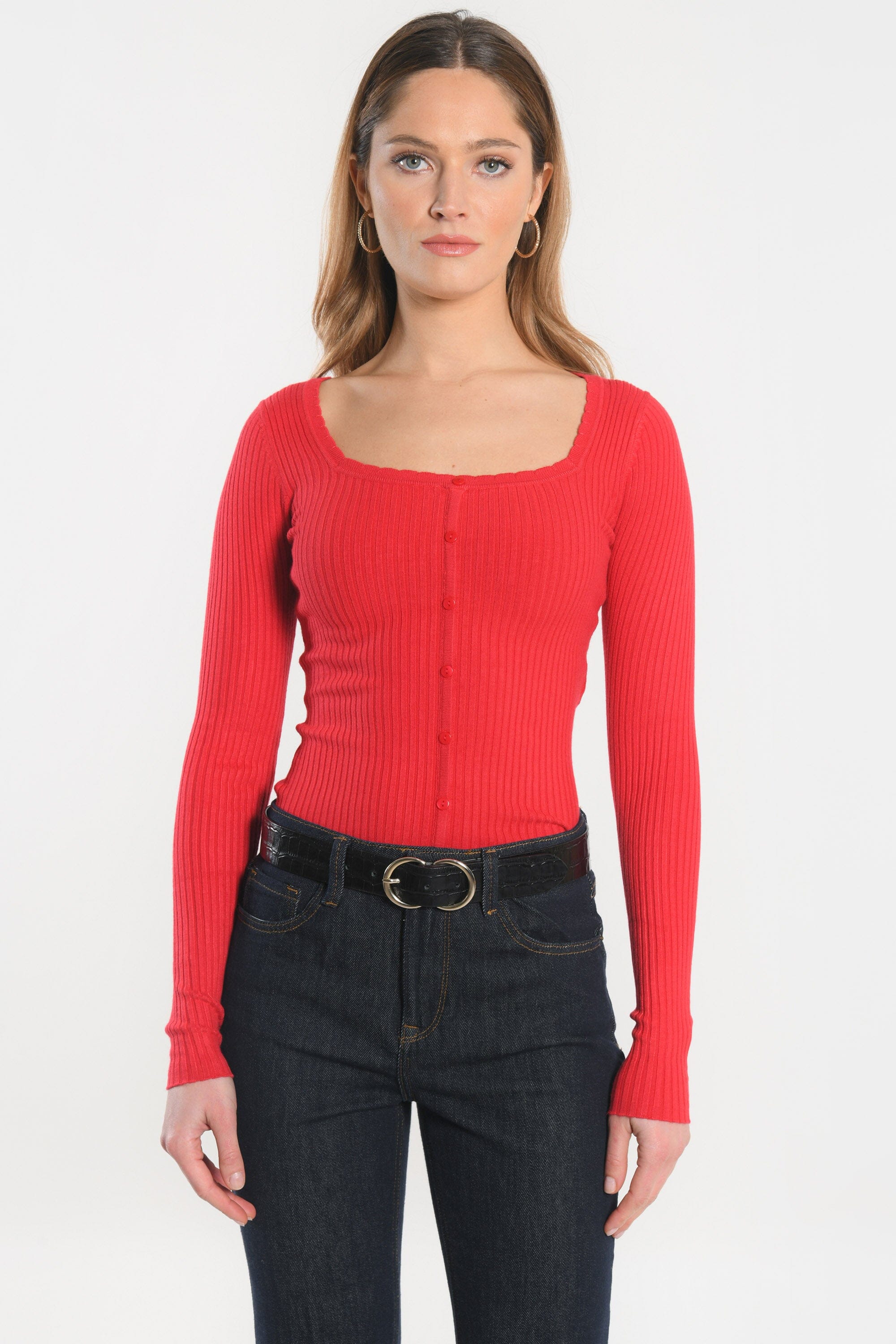 PULL COL CARRE - ELISABETH - ROUGE PULL KOOKAI Mode Kookai