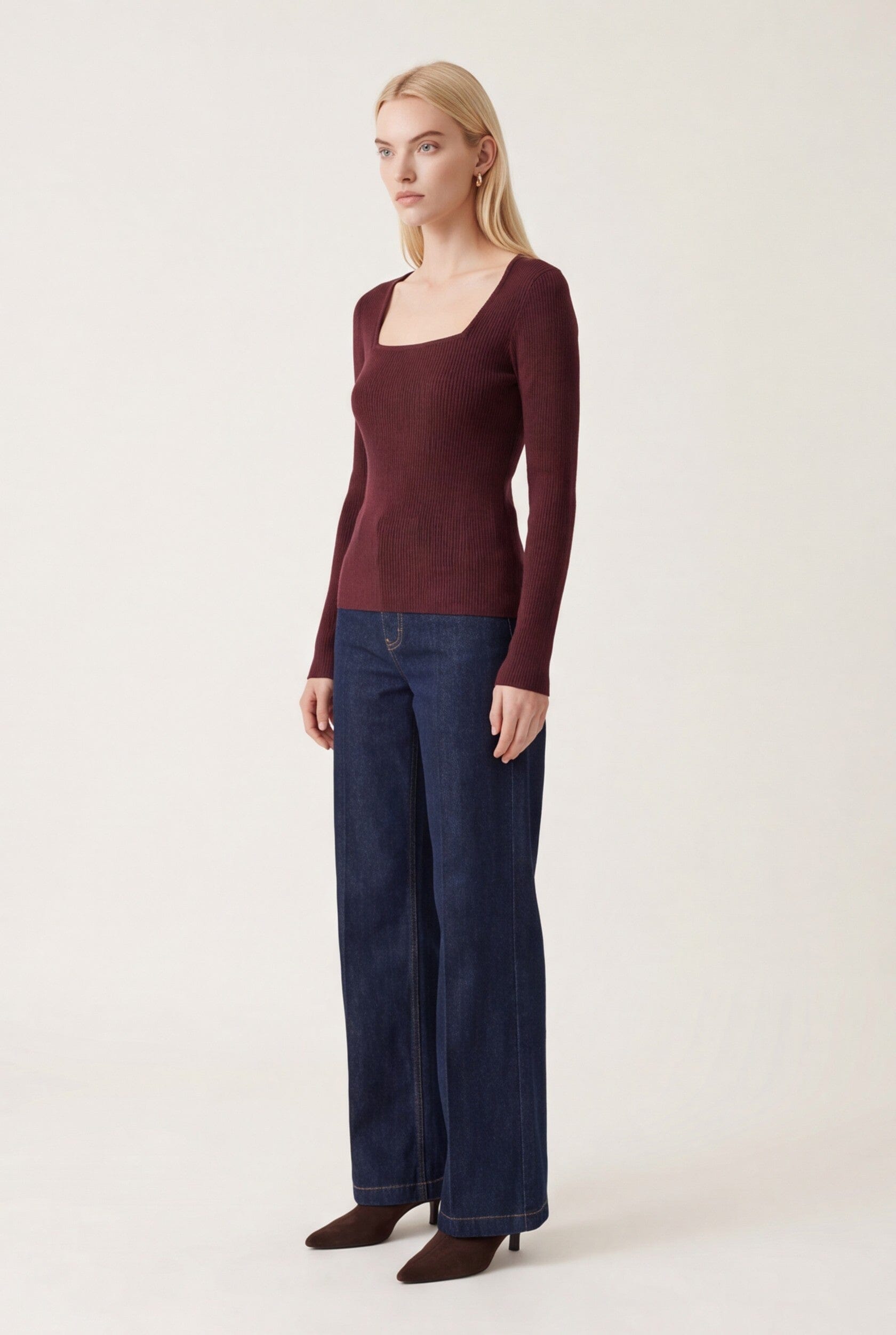 PULL COL CARRE - OLYMPE - BORDEAUX PULL NEW KOOKAI Mode Kookai
