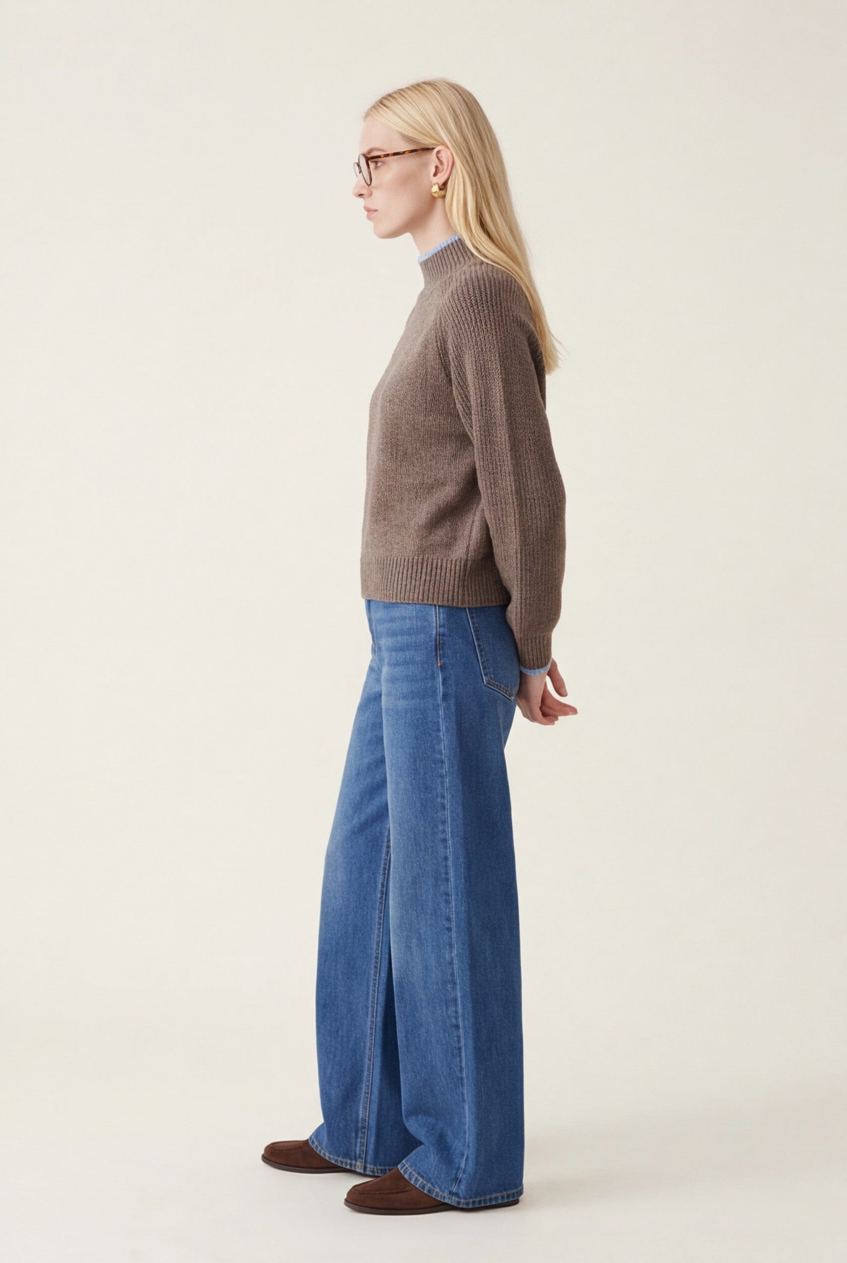 PULL COL MONTANT - DARI - TAUPE/CIEL PULL NEW KOOKAI Mode Kookai