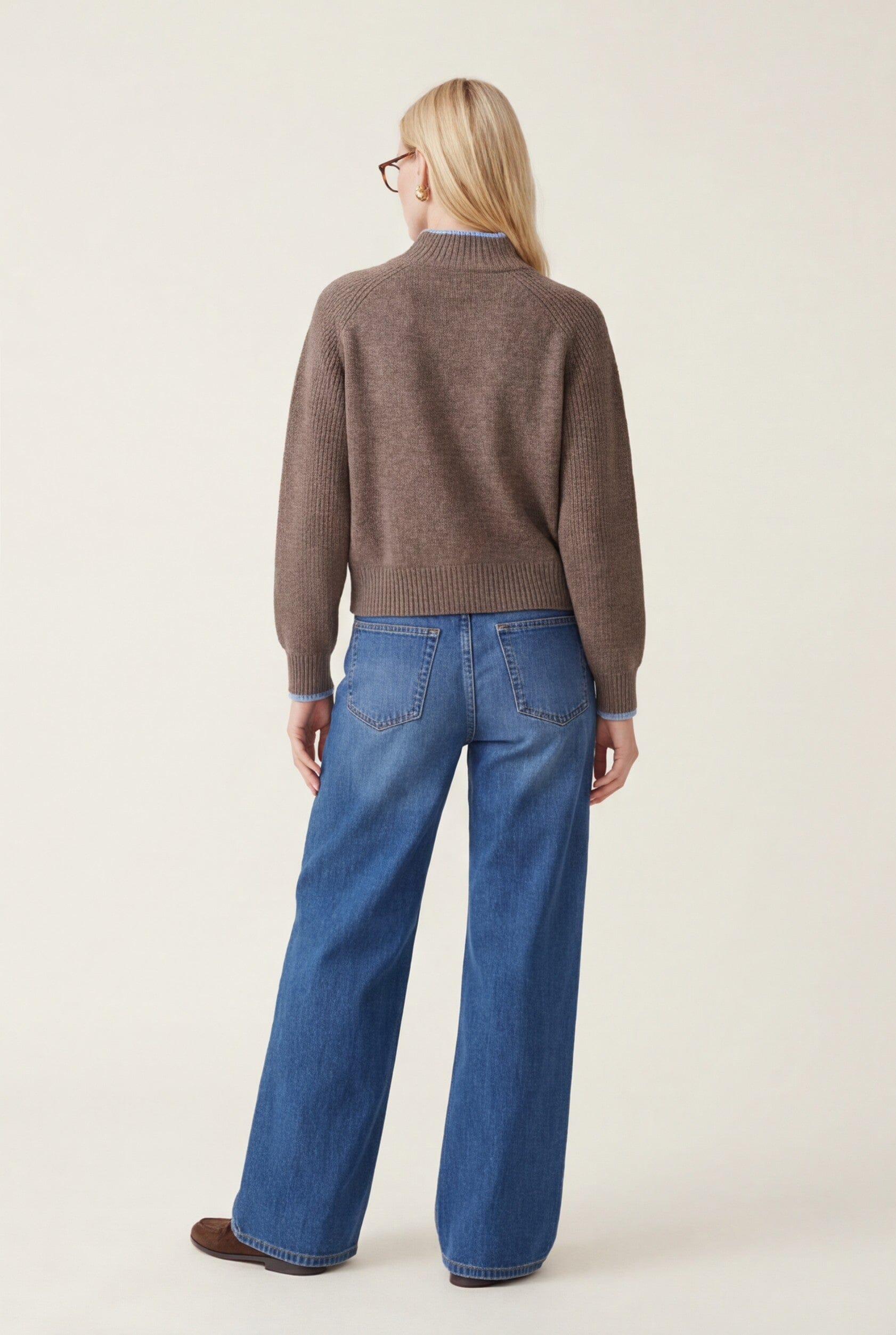 PULL COL MONTANT - DARI - TAUPE/CIEL PULL NEW KOOKAI Mode Kookai