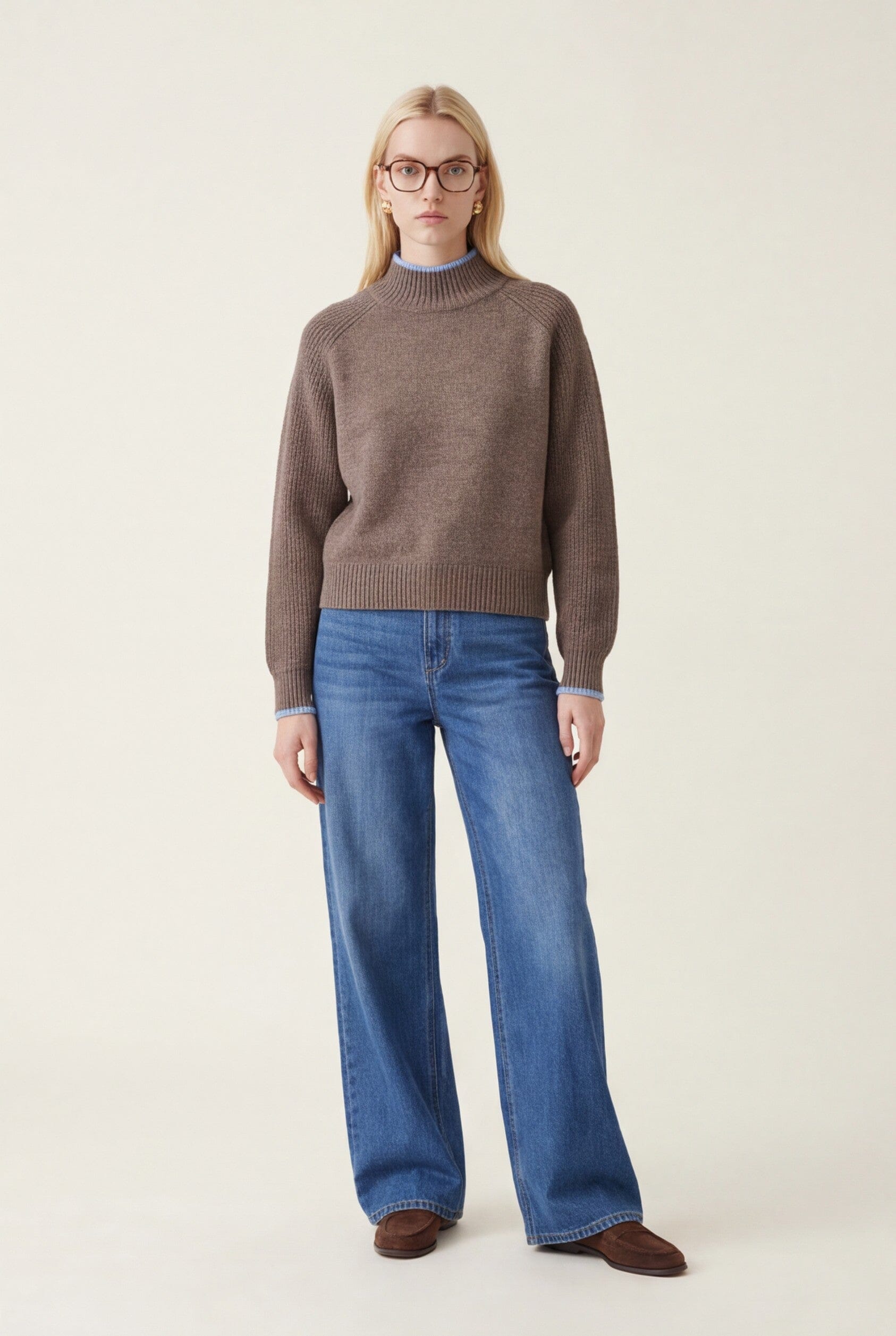 PULL COL MONTANT - DARI - TAUPE/CIEL PULL NEW KOOKAI Mode Kookai