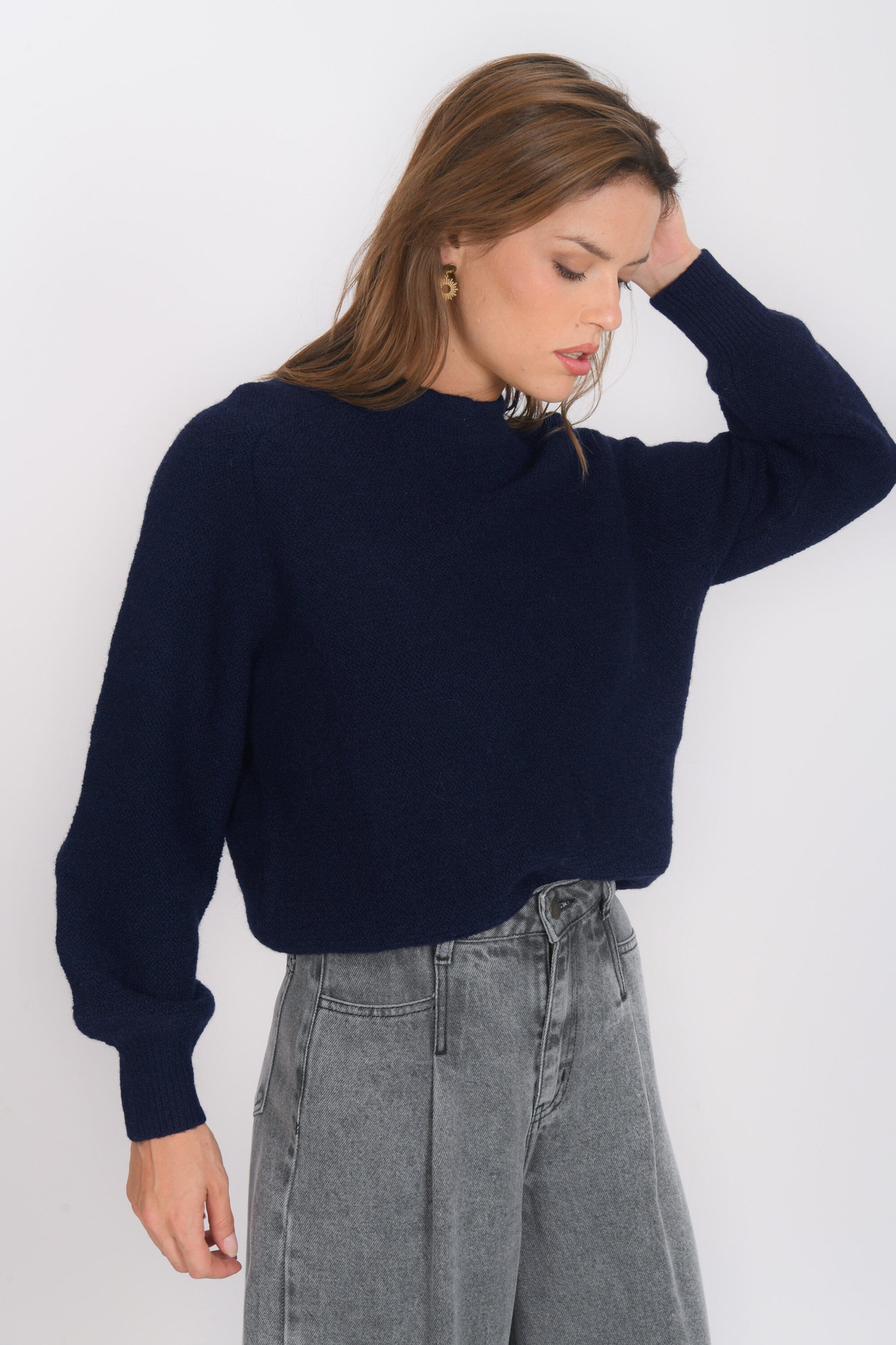 Pull Femme Kookai Marine Col V - Taille 36 (ou 1) - Occasion Très Bon état - Viscose Et élasthanne