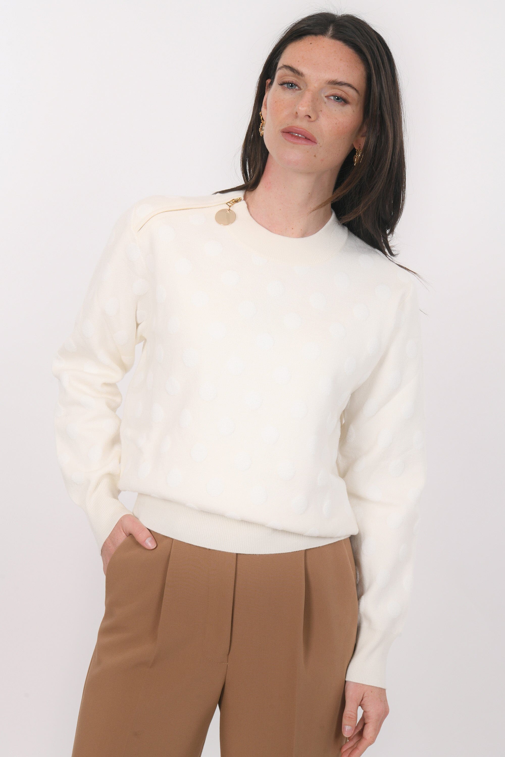 PULL COL ROND - BESSY - ECRU PULL NEW KOOKAI Mode Kookai