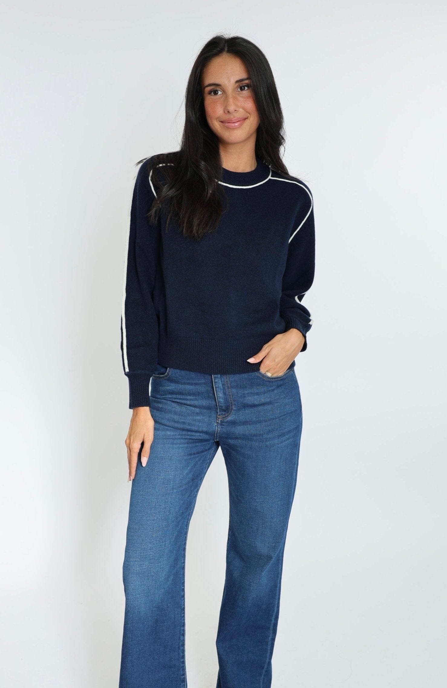 PULL COL ROND GABBY NAVY/ÉCRU PULL KOOKAI Mode Kookai