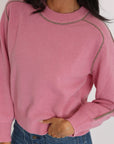 PULL COL ROND GABBY ROSE/BEIGE CHINÉ PULL KOOKAI Mode Kookai