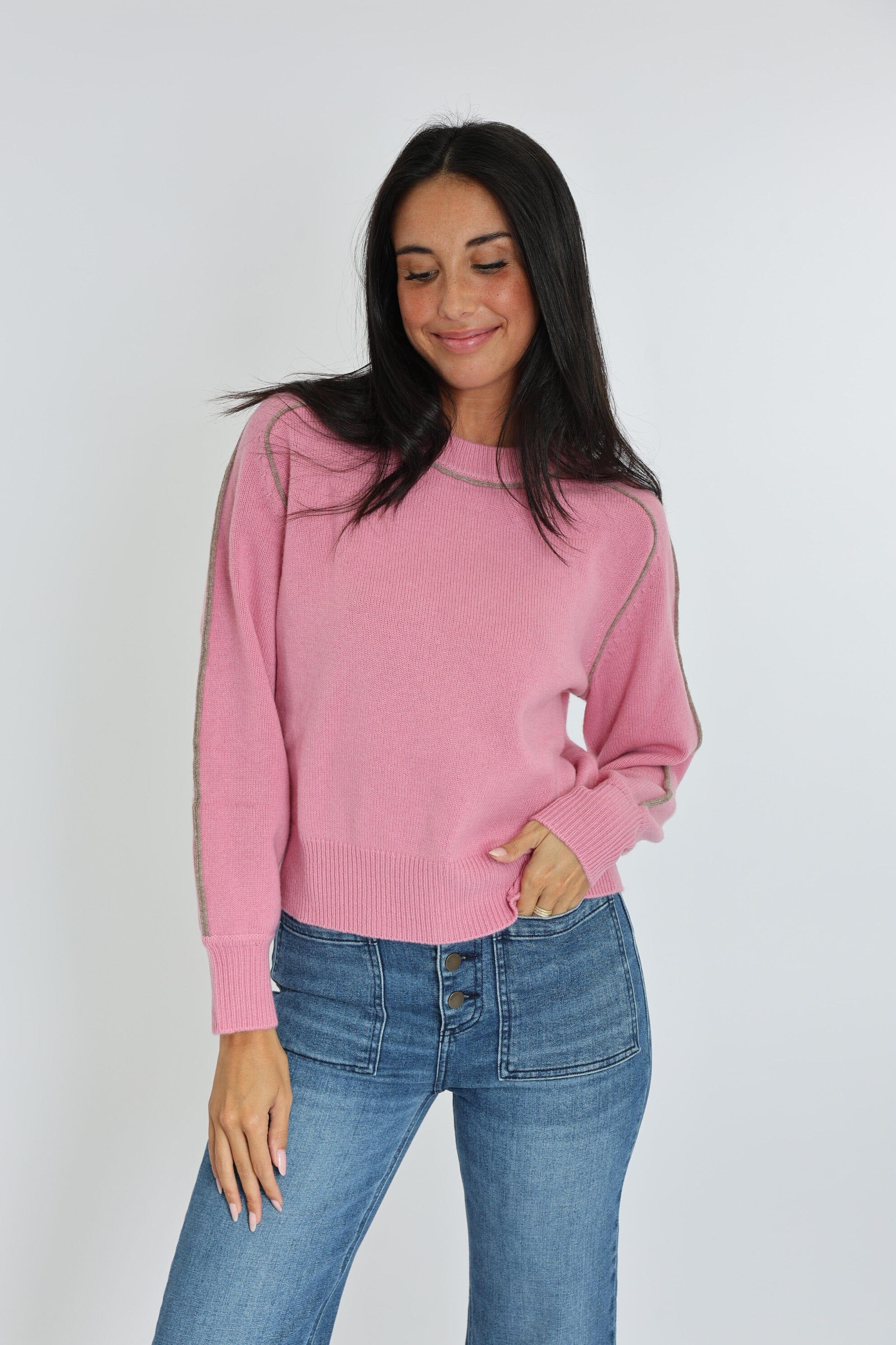 PULL COL ROND GABBY ROSE/BEIGE CHINÉ PULL KOOKAI Mode Kookai