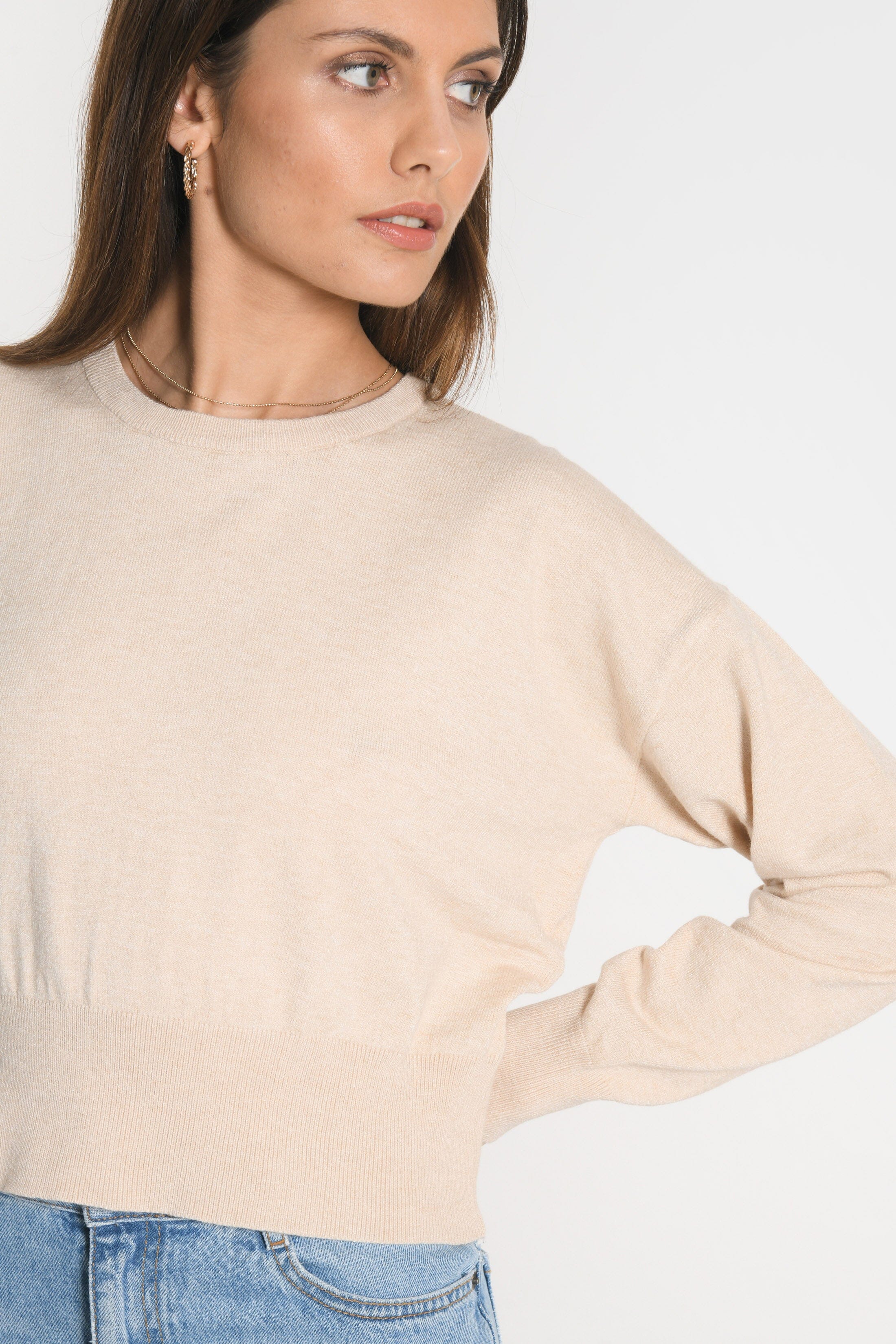 PULL COL ROND NOLWENN BEIGE CHINE PULL KOOKAI Mode Kookai