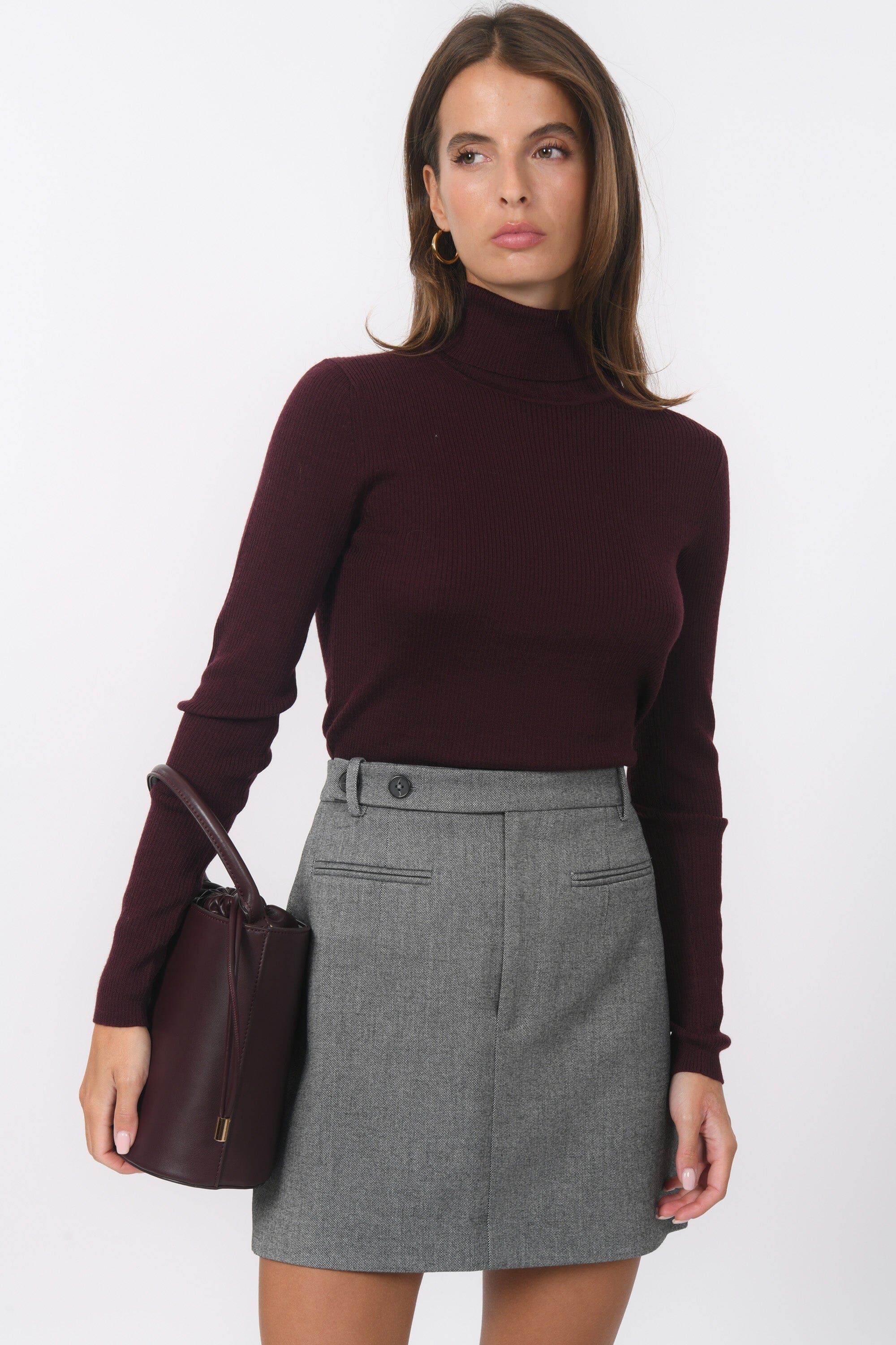 PULL COL ROULE - B-OLYMPE - BORDEAUX PULL NEW KOOKAI Mode Kookai