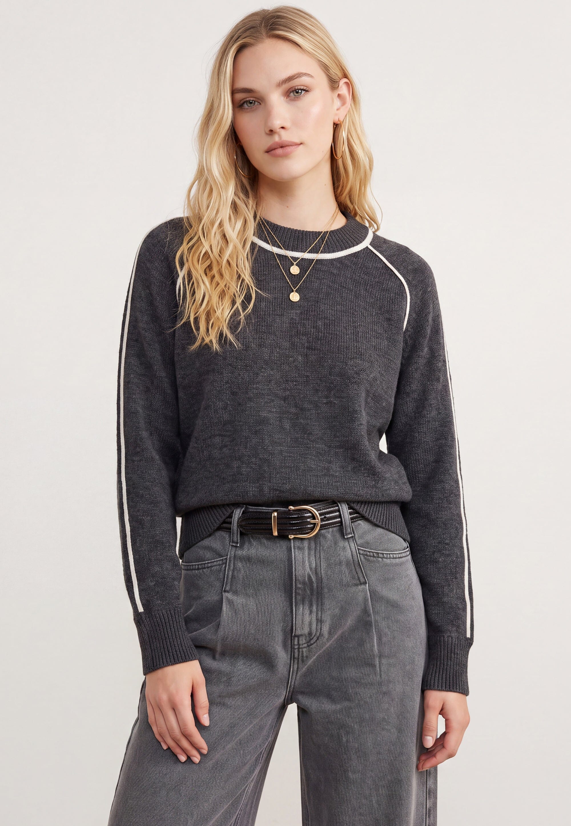 PULL COL ROULOTTE - DARI - ANTHRACITE/ECRU PULL NEW KOOKAI Mode Kookai