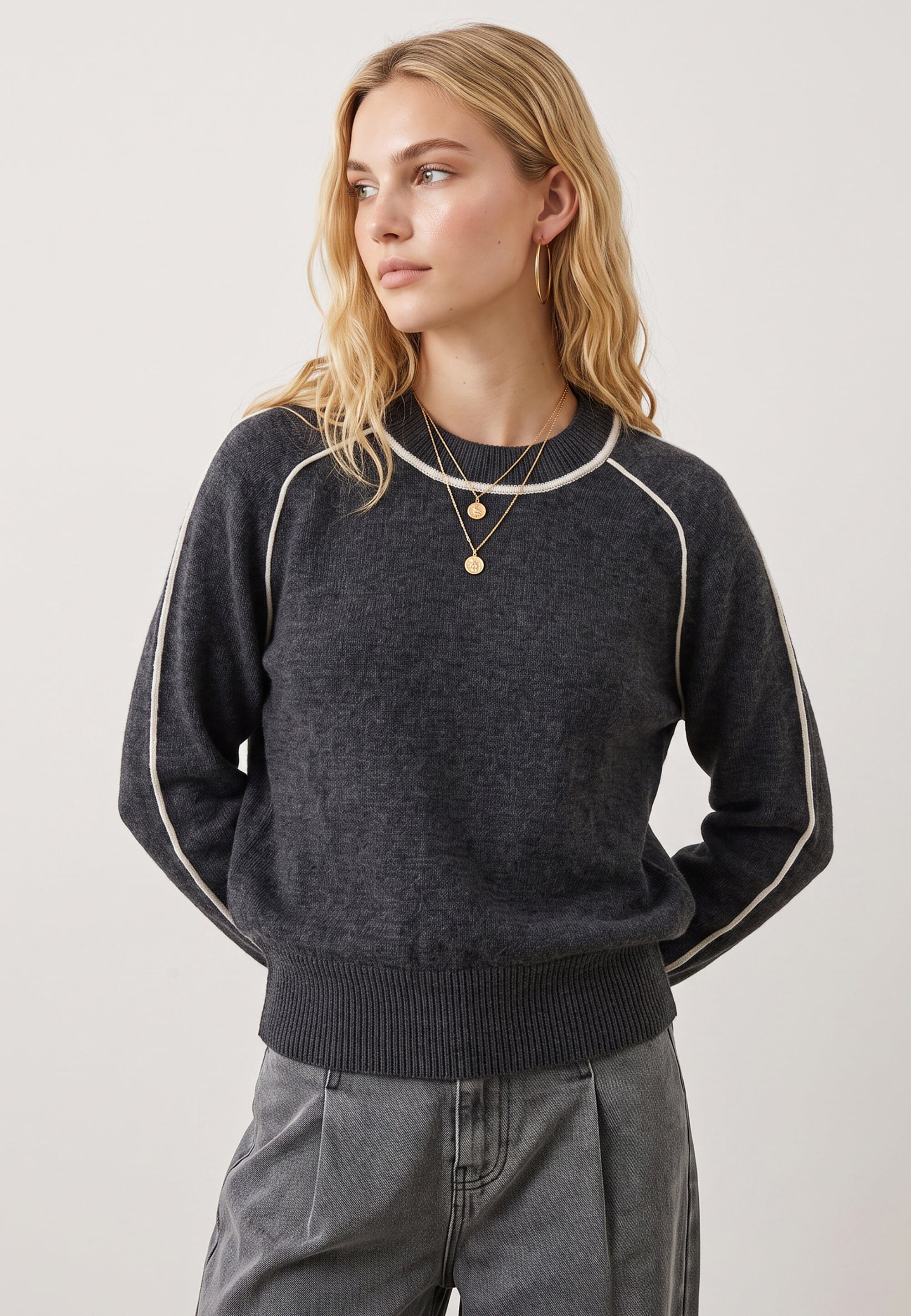 PULL COL ROULOTTE - DARI - ANTHRACITE/ECRU PULL NEW KOOKAI Mode Kookai