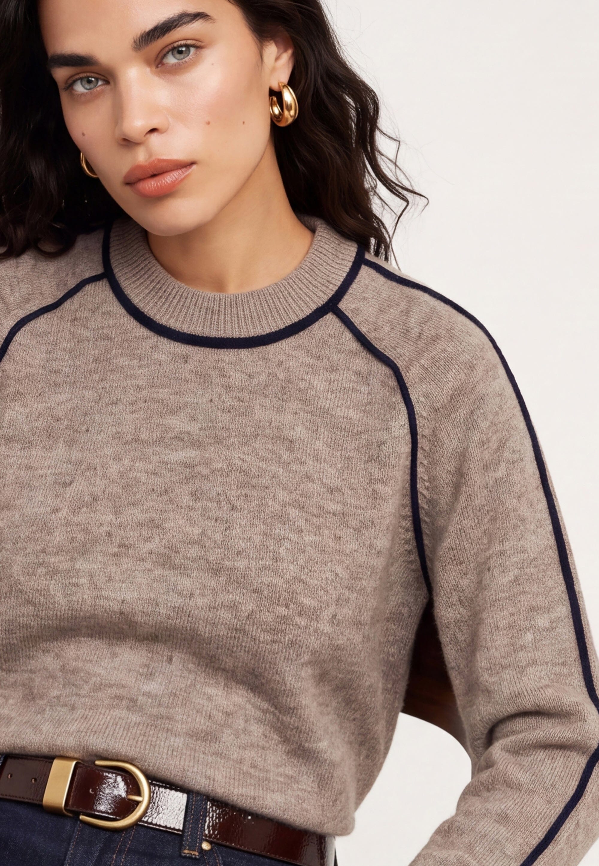 PULL COL ROULOTTE - DARI - BEIGE/MARINE PULL NEW KOOKAI Mode Kookai