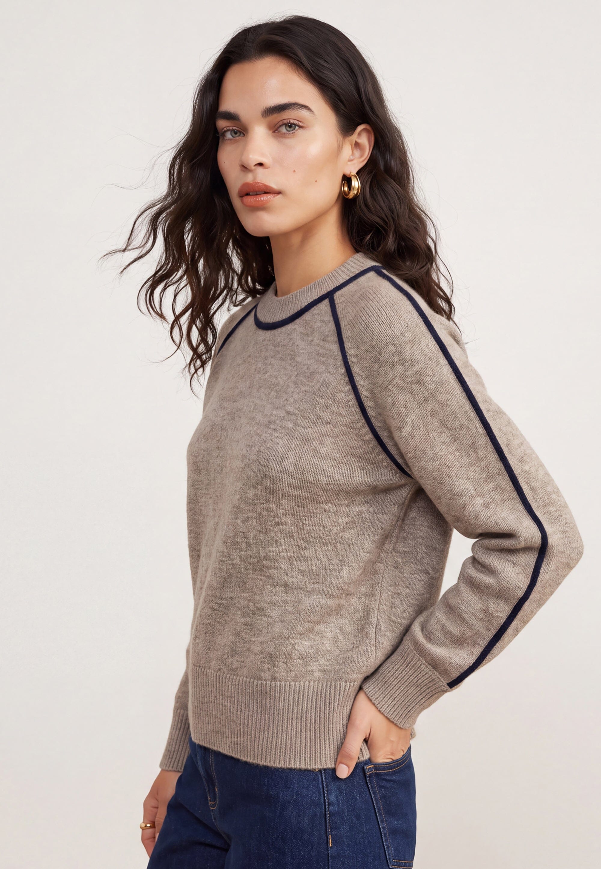 PULL COL ROULOTTE - DARI - BEIGE/MARINE PULL NEW KOOKAI Mode Kookai