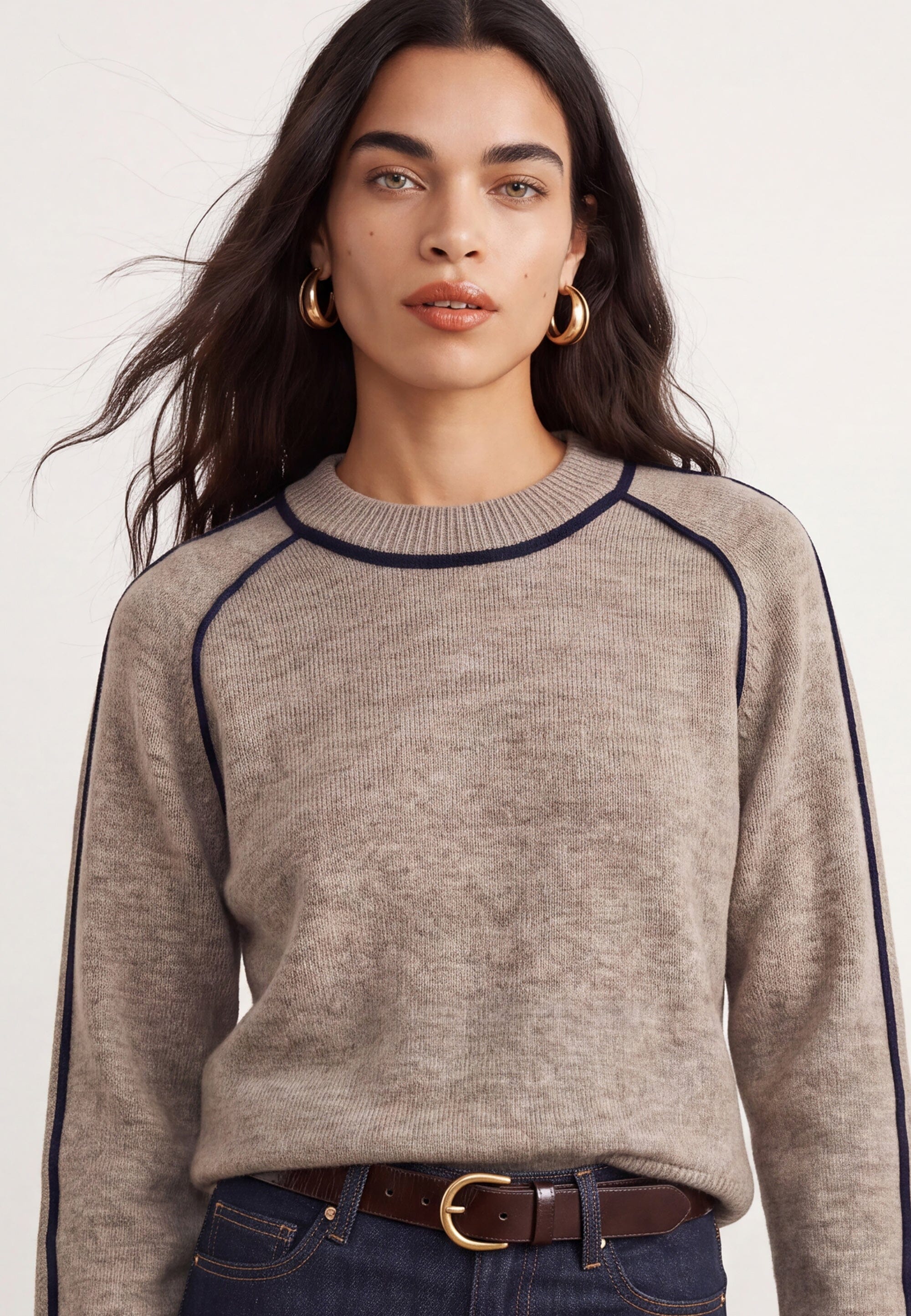 PULL COL ROULOTTE - DARI - BEIGE/MARINE PULL NEW KOOKAI Mode Kookai