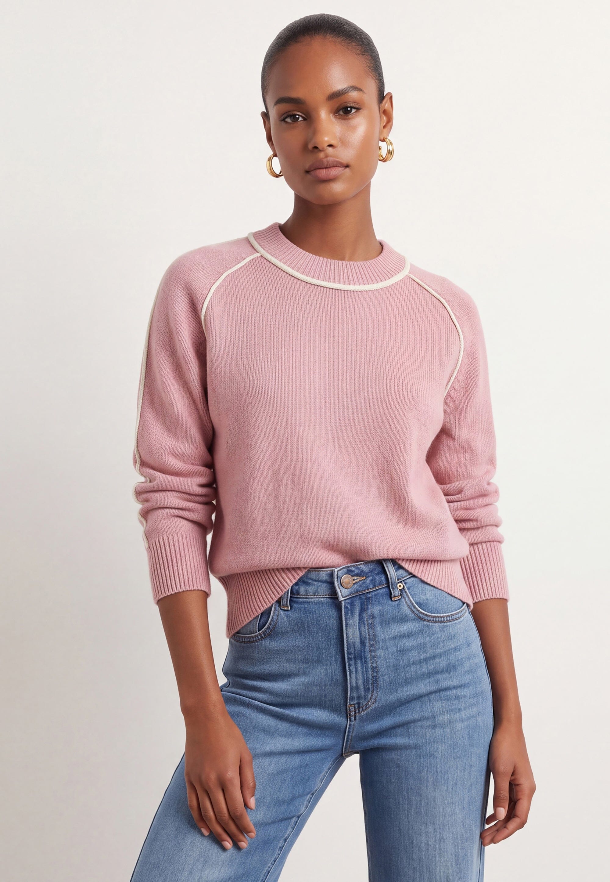 PULL COL ROULOTTE - DARI - ROSE/ECRU PULL NEW KOOKAI Mode Kookai