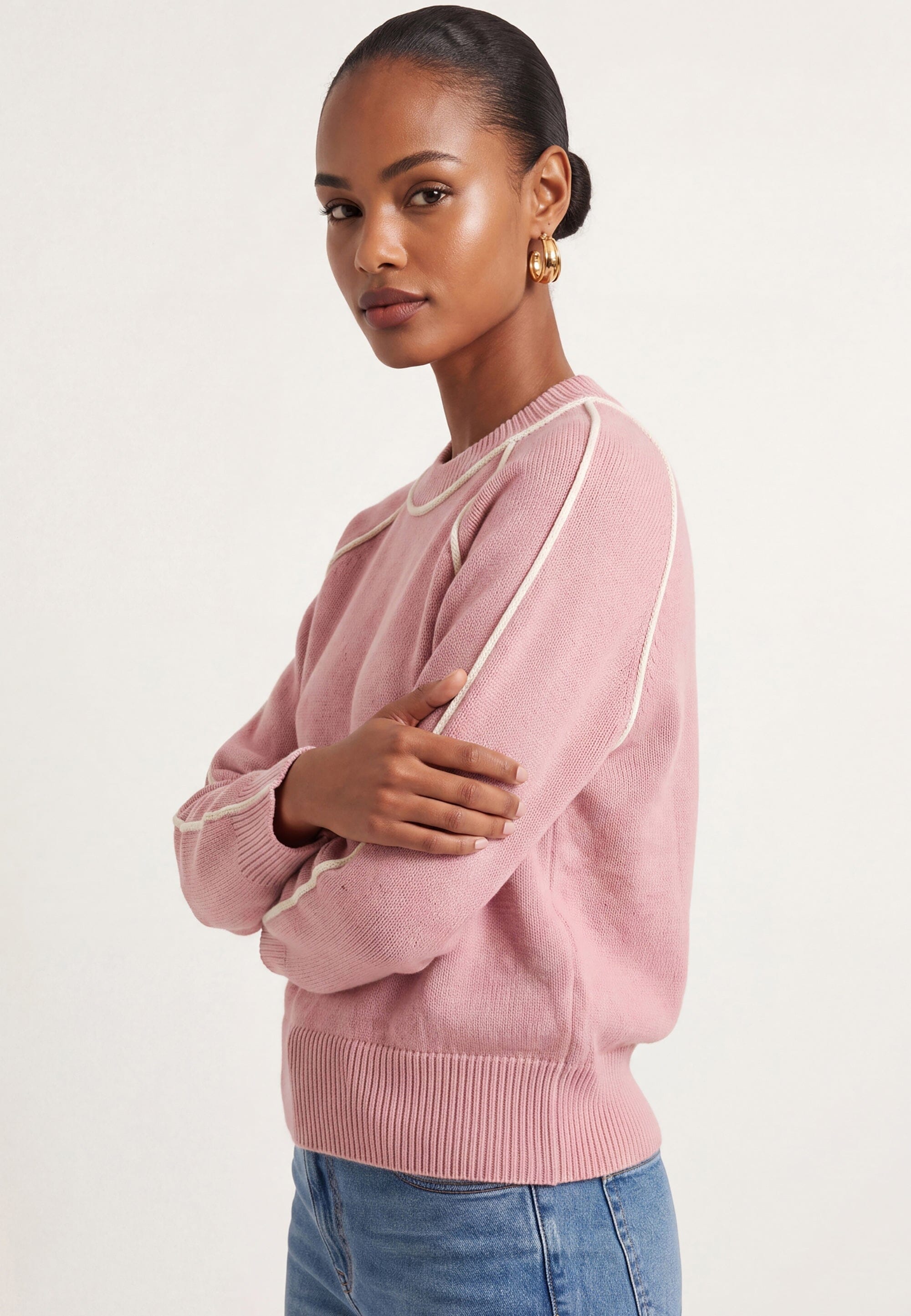 PULL COL ROULOTTE - DARI - ROSE/ECRU PULL NEW KOOKAI Mode Kookai