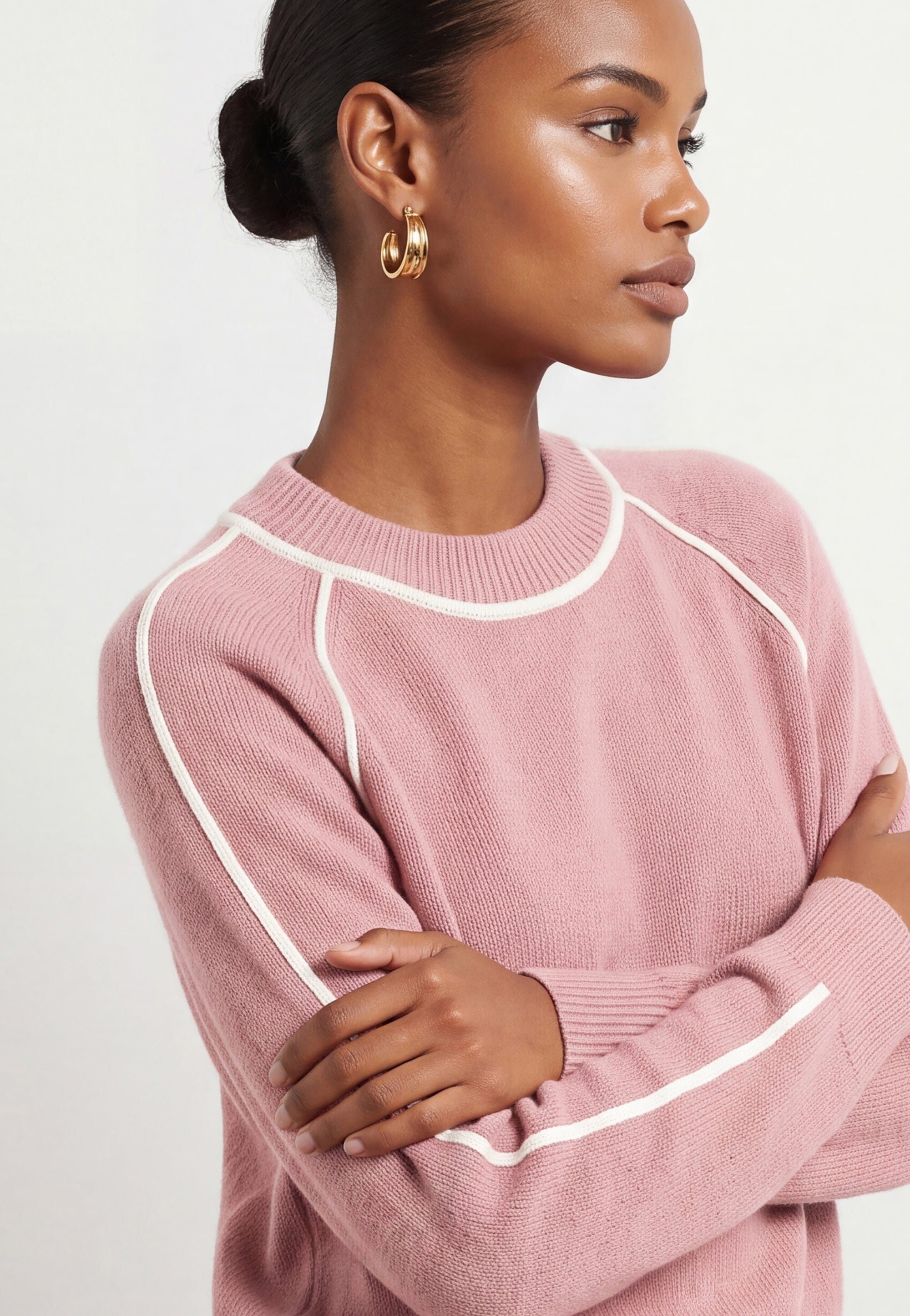 PULL COL ROULOTTE - DARI - ROSE/ECRU PULL NEW KOOKAI Mode Kookai