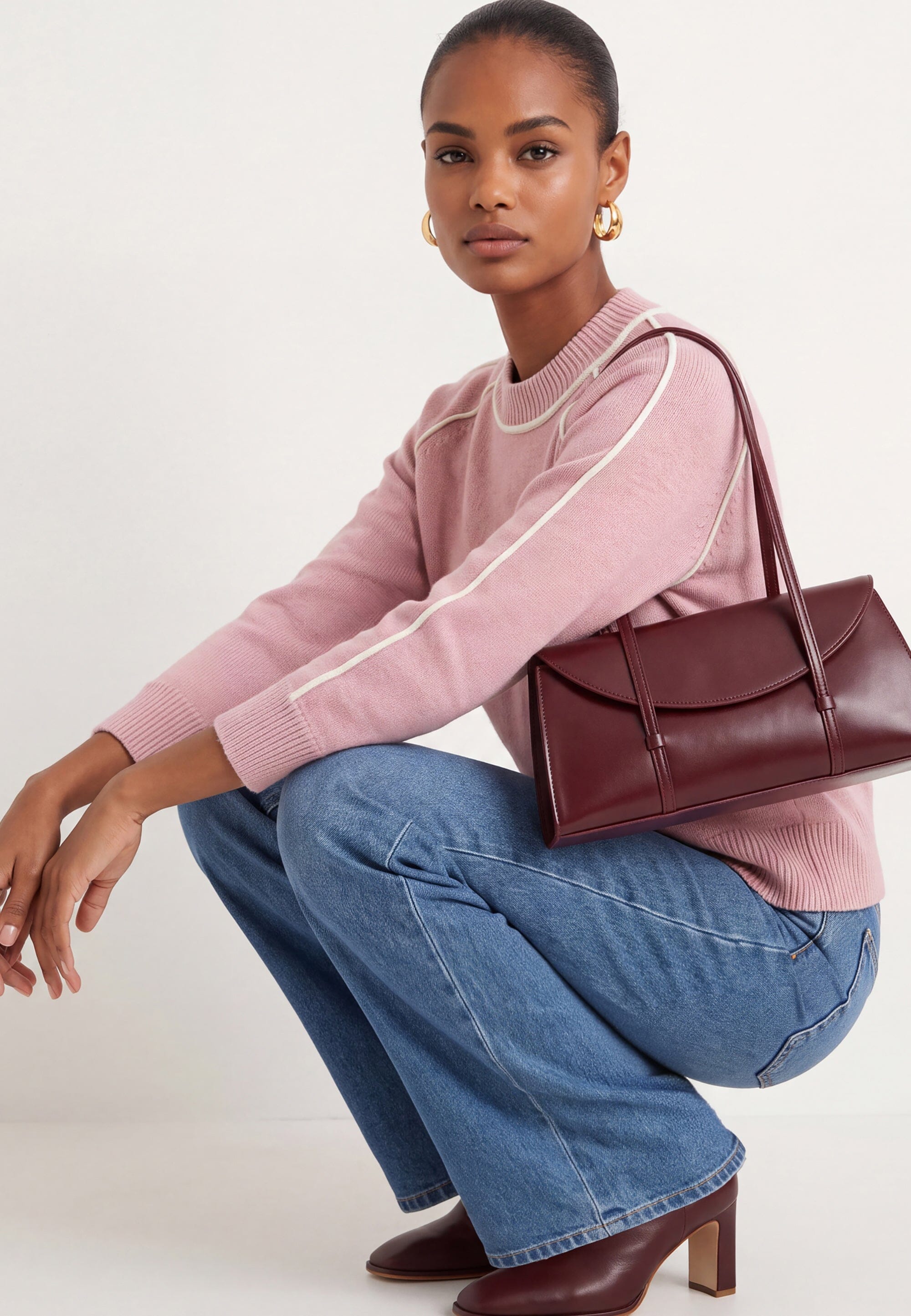 PULL COL ROULOTTE - DARI - ROSE/ECRU PULL NEW KOOKAI Mode Kookai