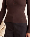 PULL COL TUNISIEN - D-BAYRON - BRUN PULL NEW KOOKAI Mode Kookai