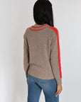 PULL COL V ASTRID BEIGE CHINÉ/ROUGE PULL KOOKAI Mode Kookai