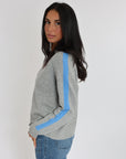 PULL COL V ASTRID GRIS CHINÉ/BLUE PULL KOOKAI Mode Kookai