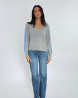 PULL COL V ASTRID GRIS CHINÉ/BLUE PULL KOOKAI Mode Kookai
