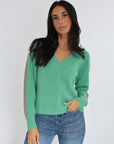 PULL COL V ASTRID MINT/BEIGE CHINÉ PULL KOOKAI Mode Kookai