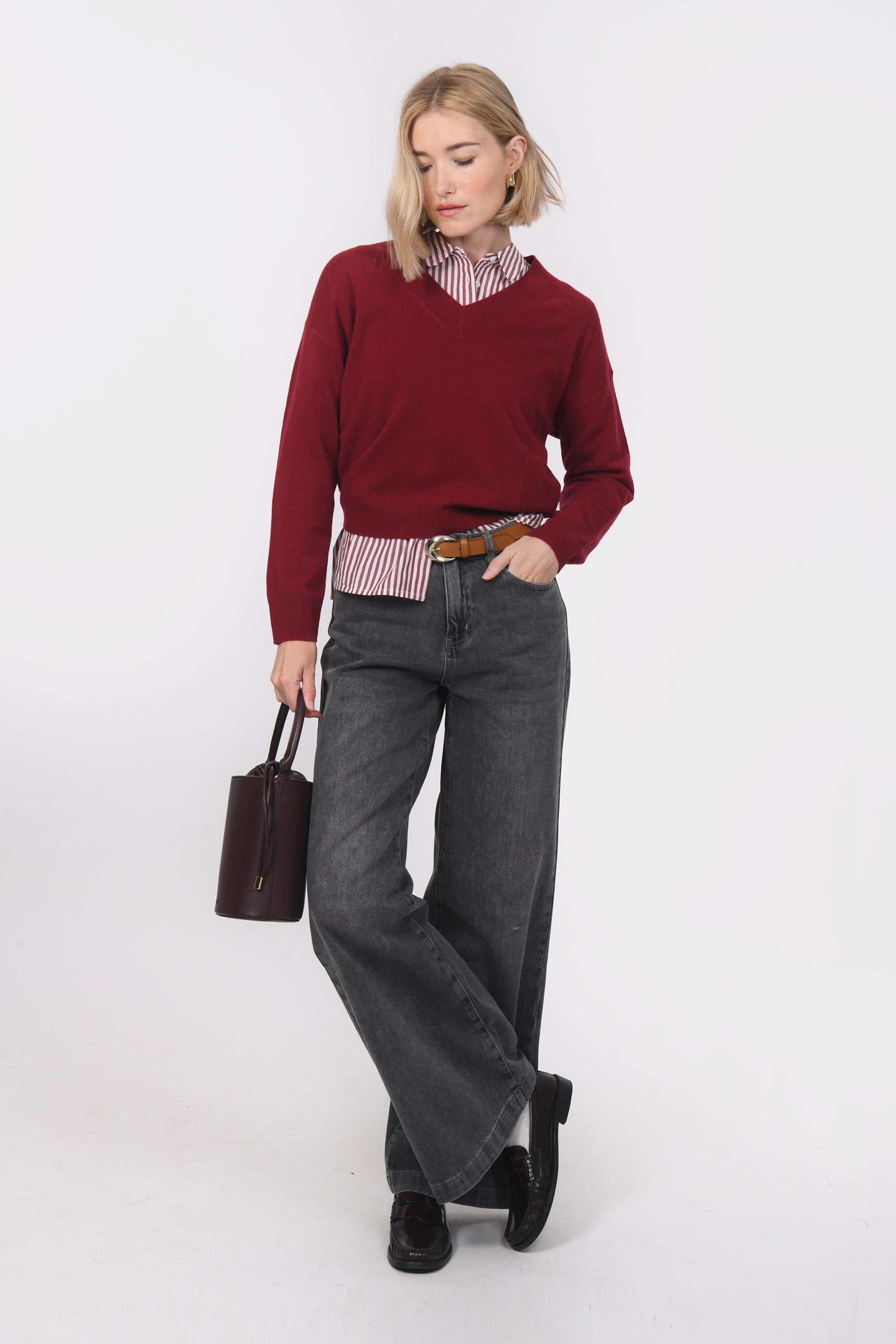 PULL COL V - B-ANITA - RHUBARBE PULL NEW KOOKAI Mode Kookai