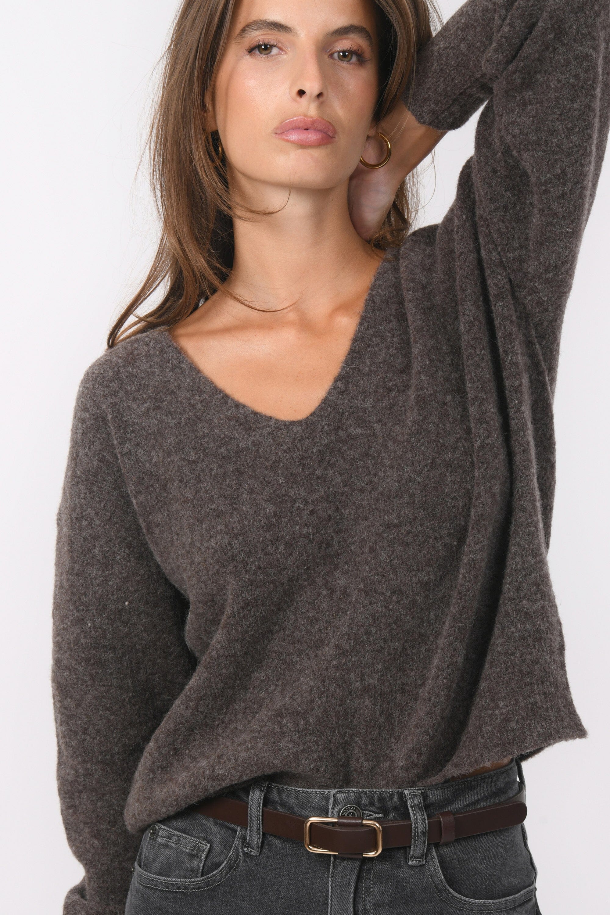 PULL COL V - BRUNO - BROWN PULL NEW KOOKAI Mode Kookai