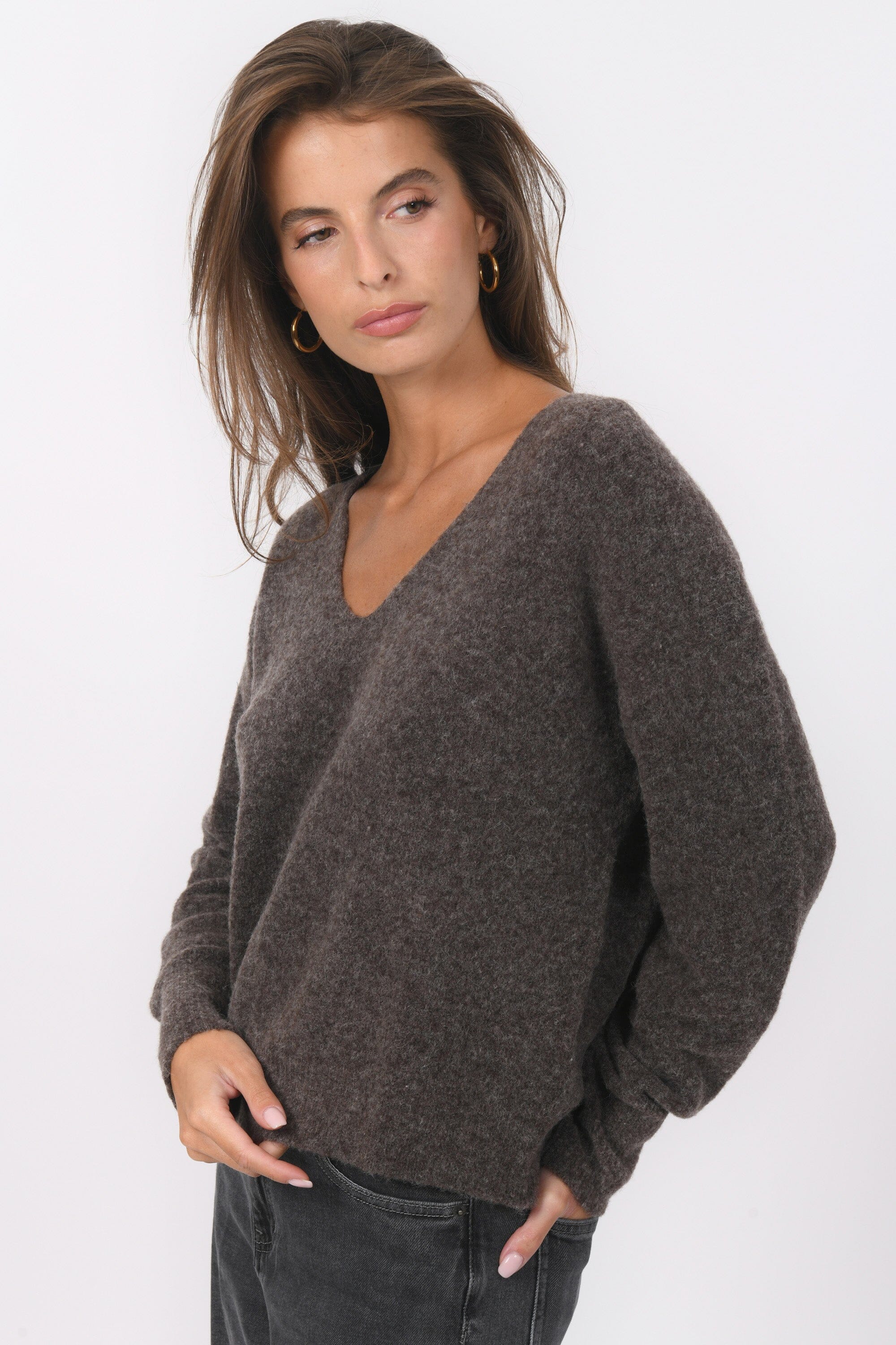 PULL COL V - BRUNO - BROWN PULL NEW KOOKAI Mode Kookai