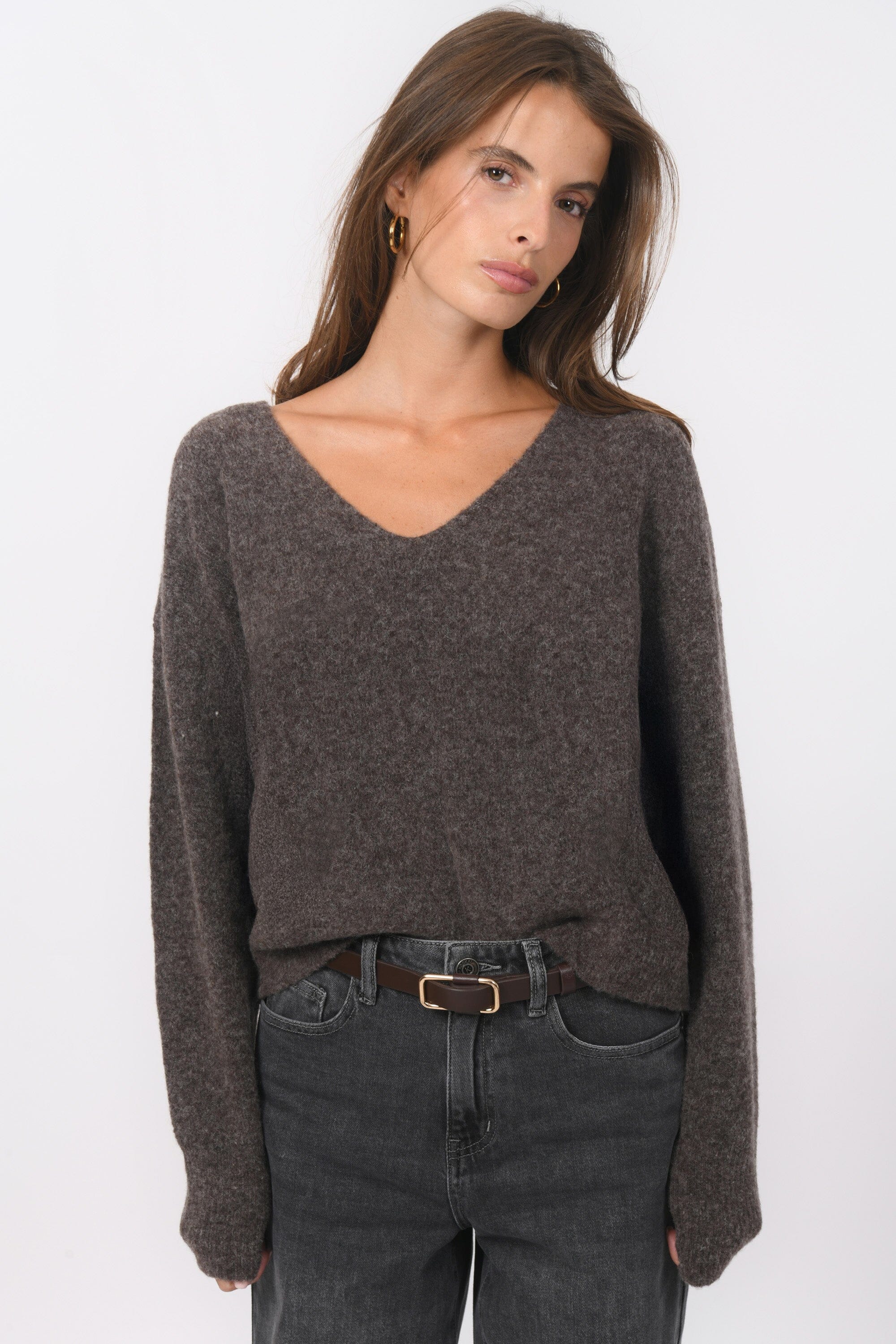 PULL COL V - BRUNO - BROWN PULL NEW KOOKAI Mode Kookai