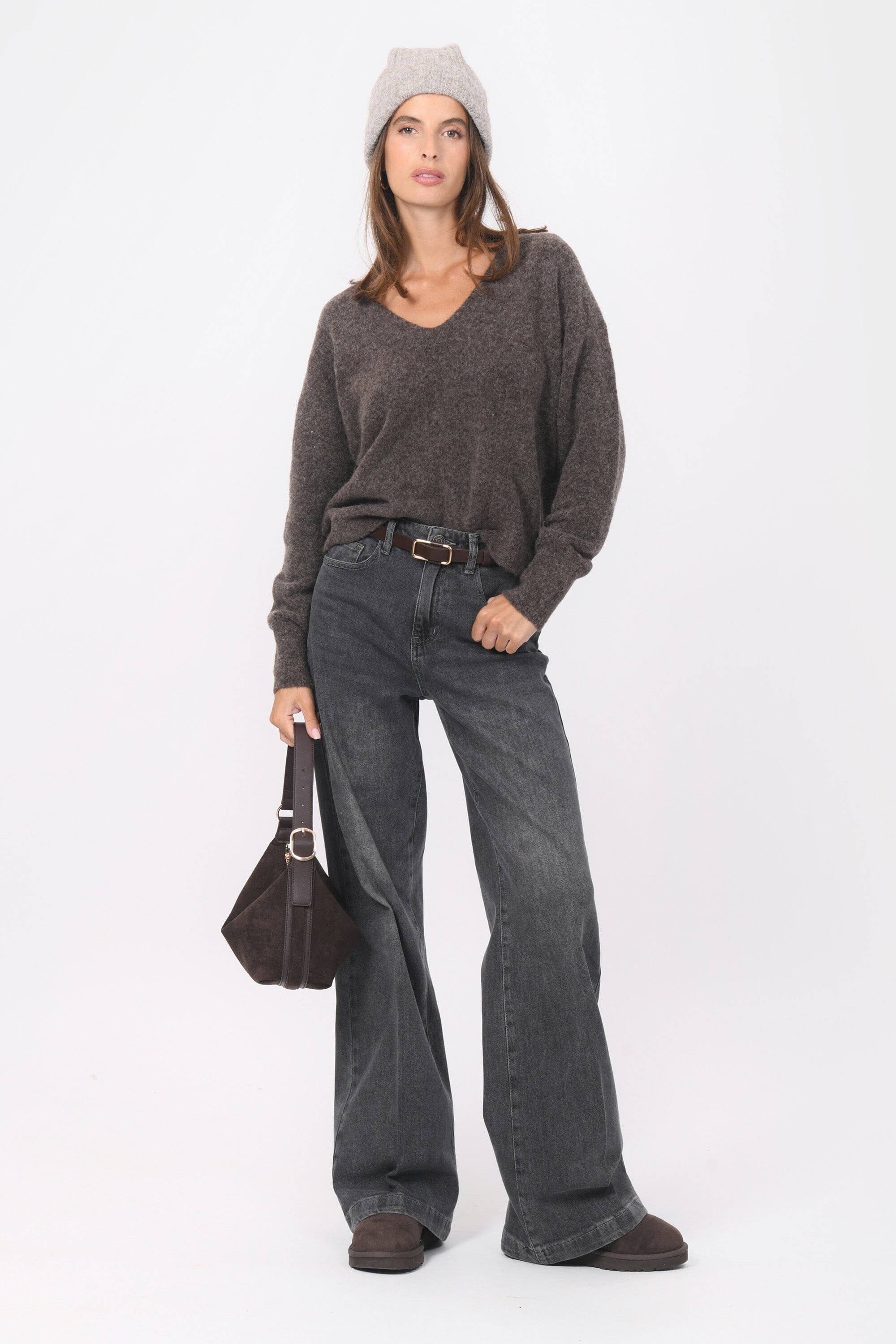PULL COL V - BRUNO - BROWN PULL NEW KOOKAI Mode Kookai