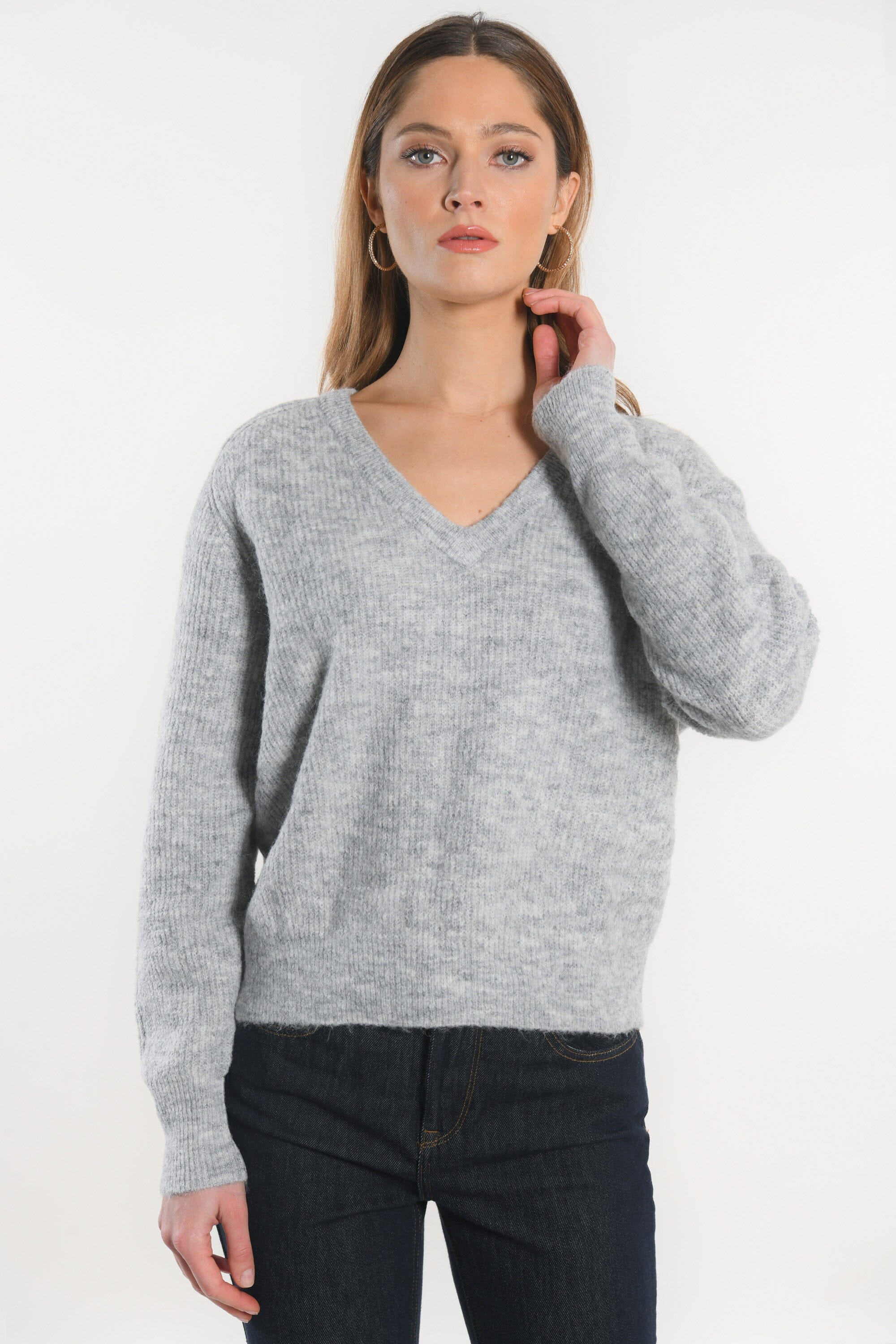 PULL COL V - DANNA - GRIS CHINE PULL KOOKAI Mode Kookai