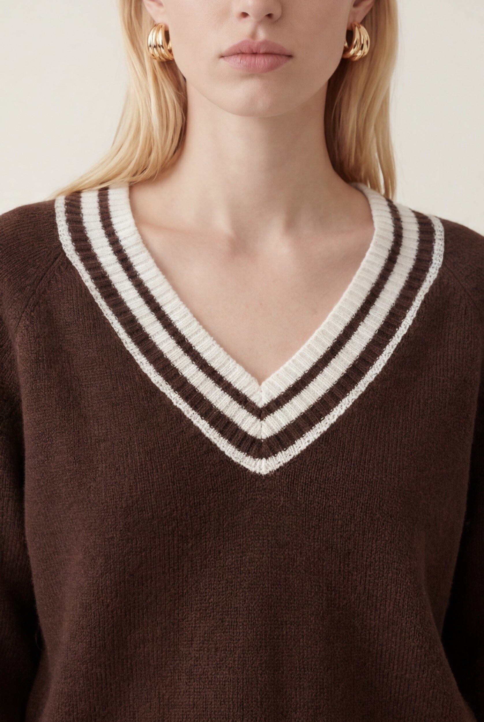 PULL COL V - DARI - CHOCOLAT/ECRU PULL NEW KOOKAI Mode Kookai