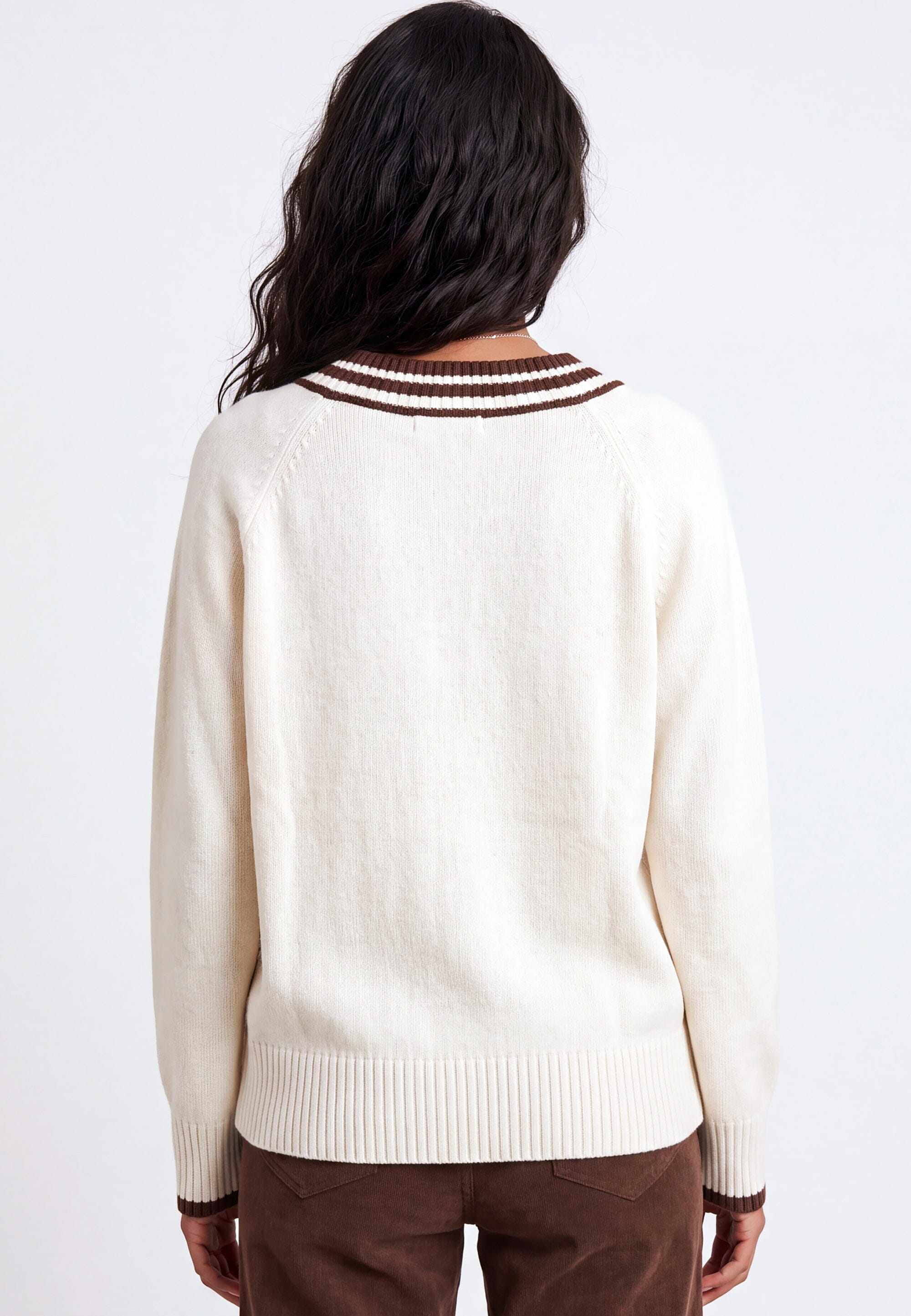 PULL COL V - DARI - ECRU/CHOCOLAT PULL NEW KOOKAI Mode Kookai