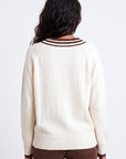 PULL COL V - DARI - ECRU/CHOCOLAT PULL NEW KOOKAI Mode Kookai