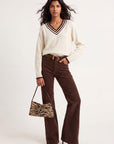 PULL COL V - DARI - ECRU/CHOCOLAT PULL NEW KOOKAI Mode Kookai