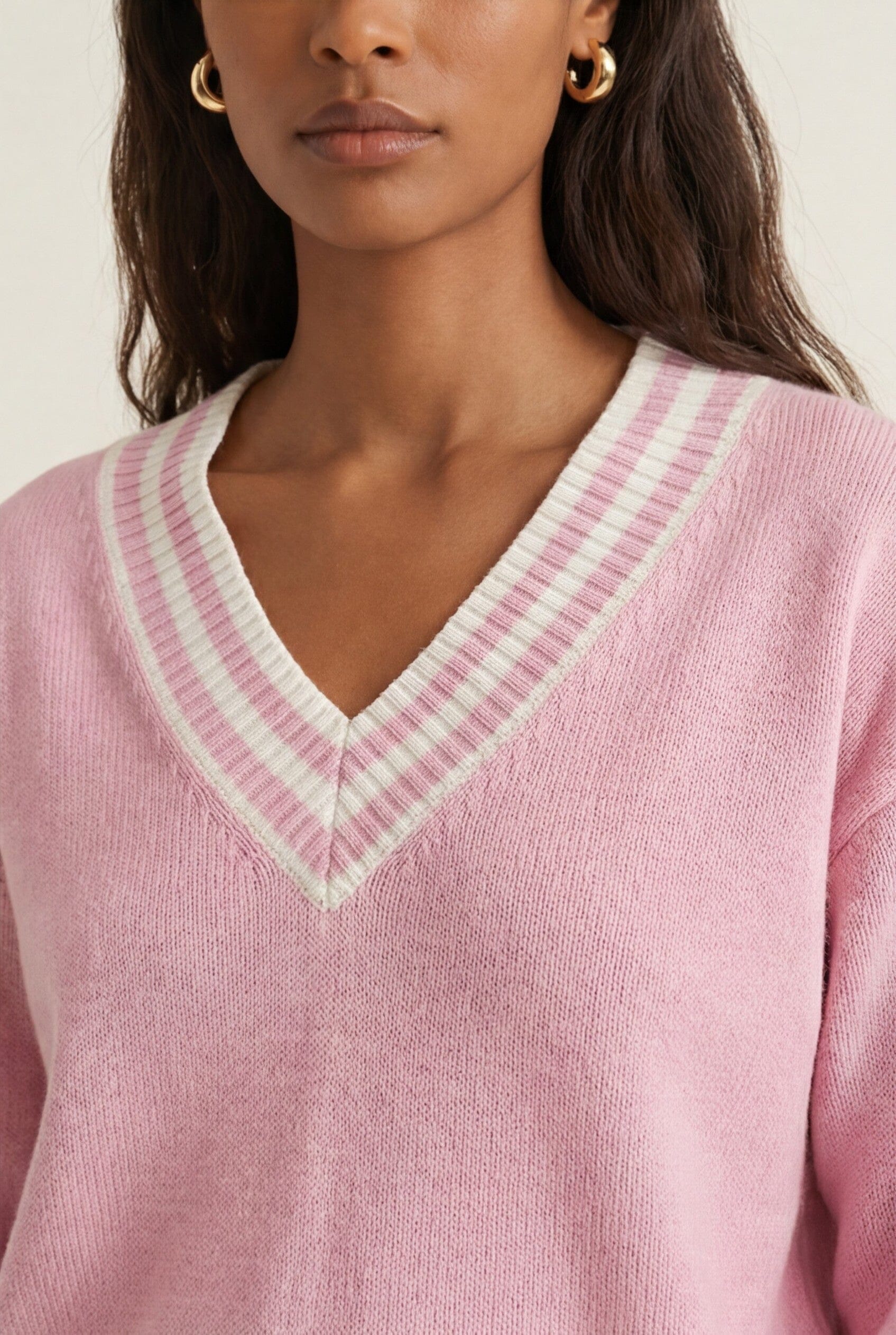 PULL COL V - DARI - ROSE/ECRU PULL NEW KOOKAI Mode Kookai
