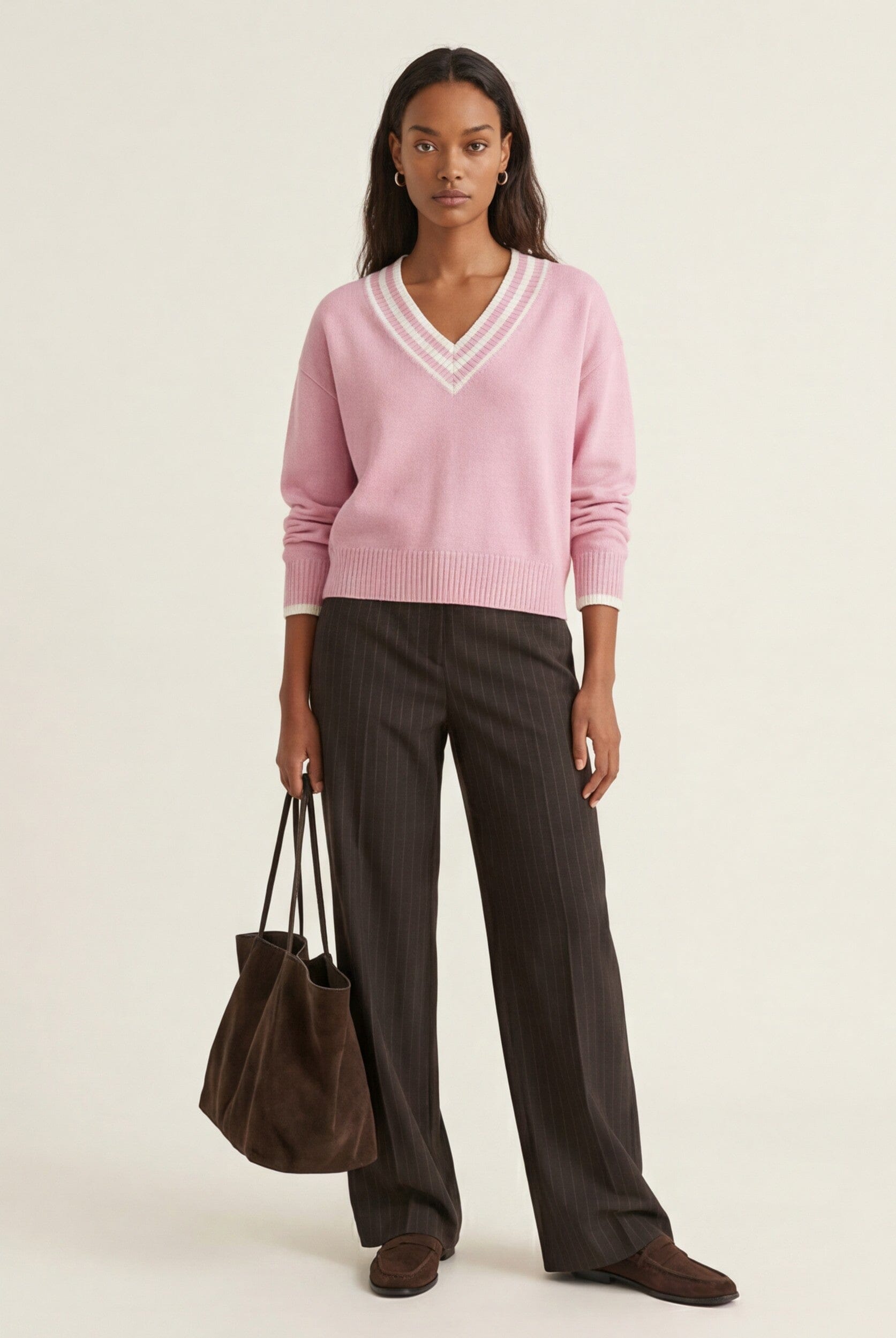 PULL COL V - DARI - ROSE/ECRU PULL NEW KOOKAI Mode Kookai